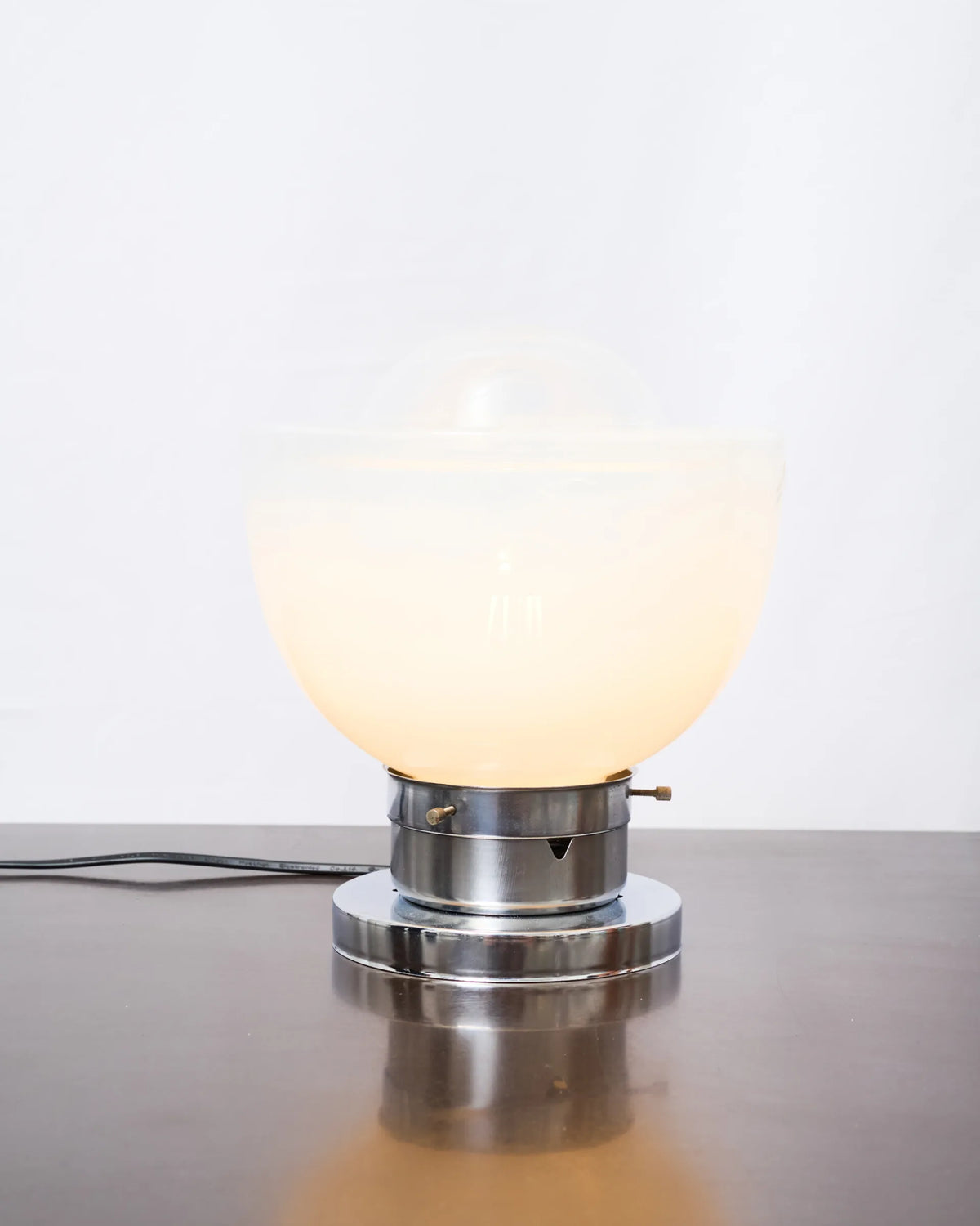 Lampe à poser en verre de murano blanc transparent, Mazzega, Italie, 1970