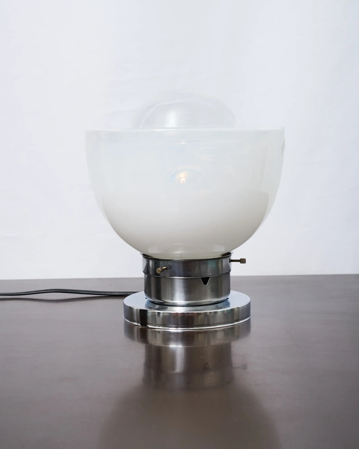 Lampe à poser en verre de murano blanc transparent, Mazzega, Italie, 1970