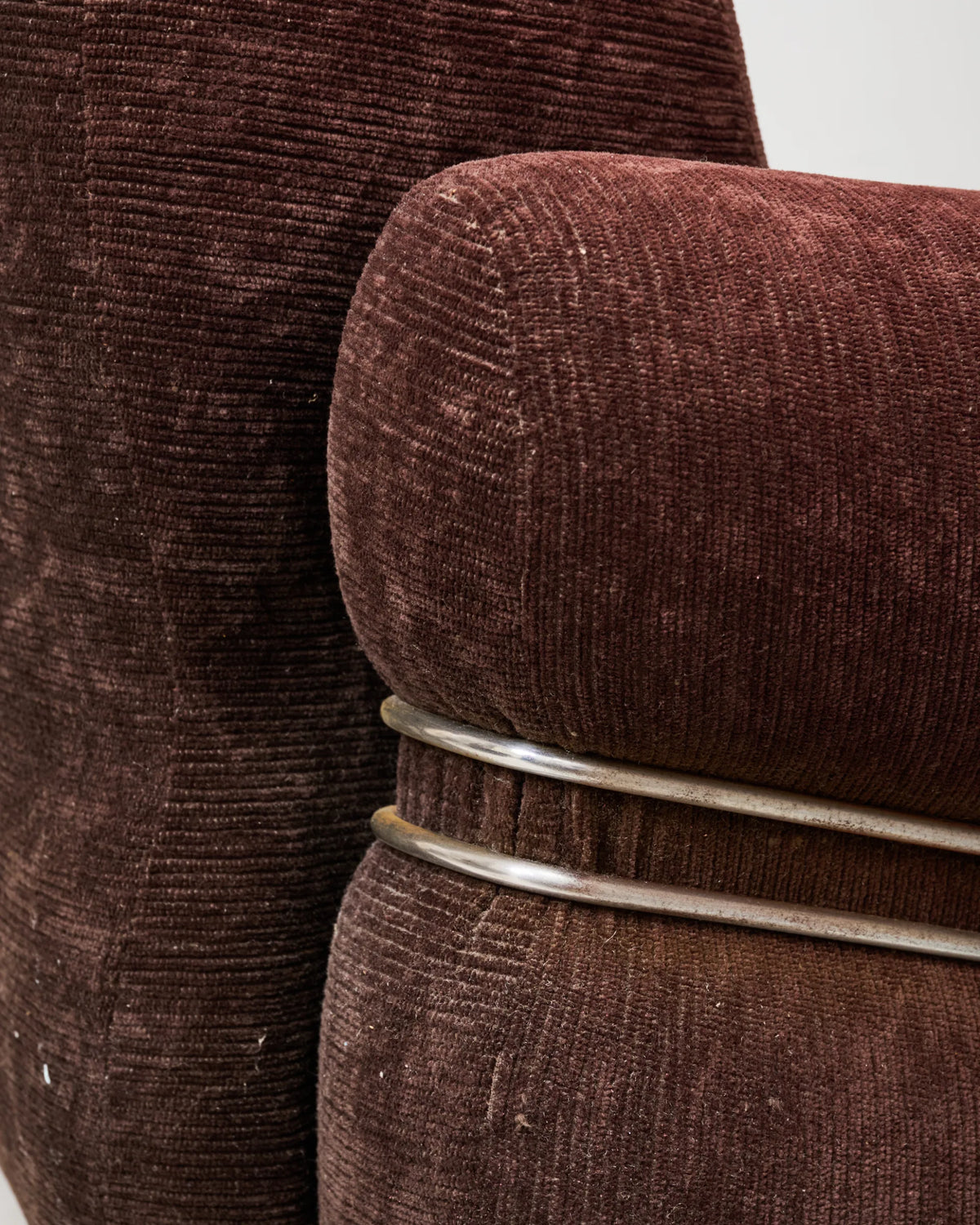 Brown velvet and chrome sofa, attr. Adriano Piazzesi, Italy, 1980s