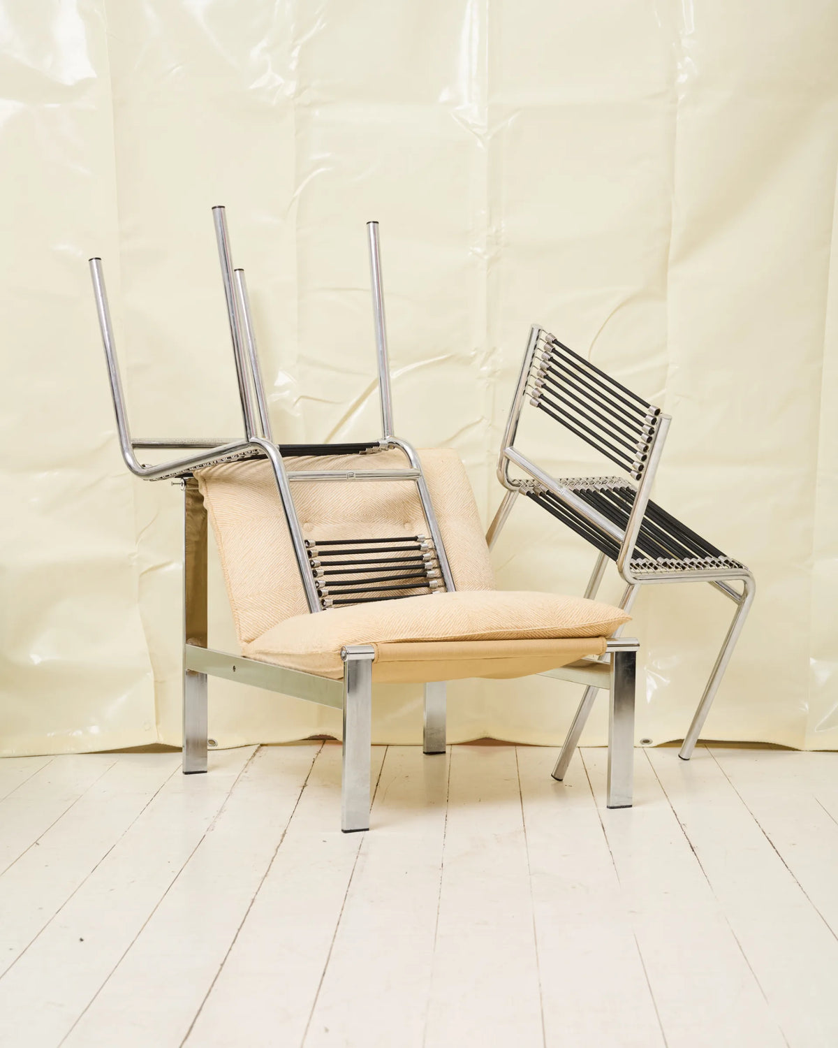 Pair of "Sandow" chairs (1 of 3), René Herbst, 1980s