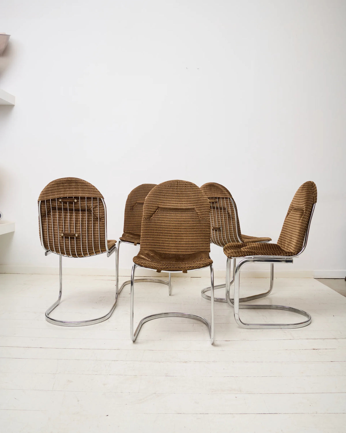 Chaise en chrome (1 sur 5), attribuée à Willy Rizzo, Italie, 1970s
