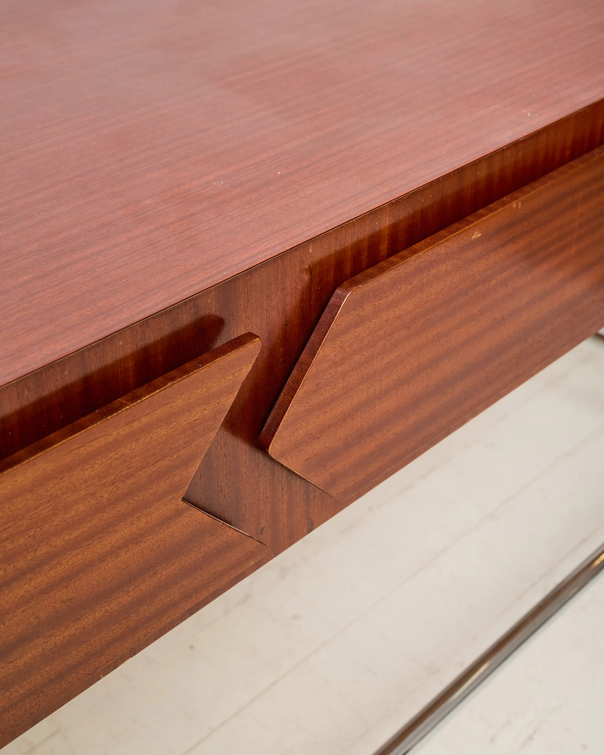 Mahogany and chrome metal desk, Italian manufacture, Italy, 1960s