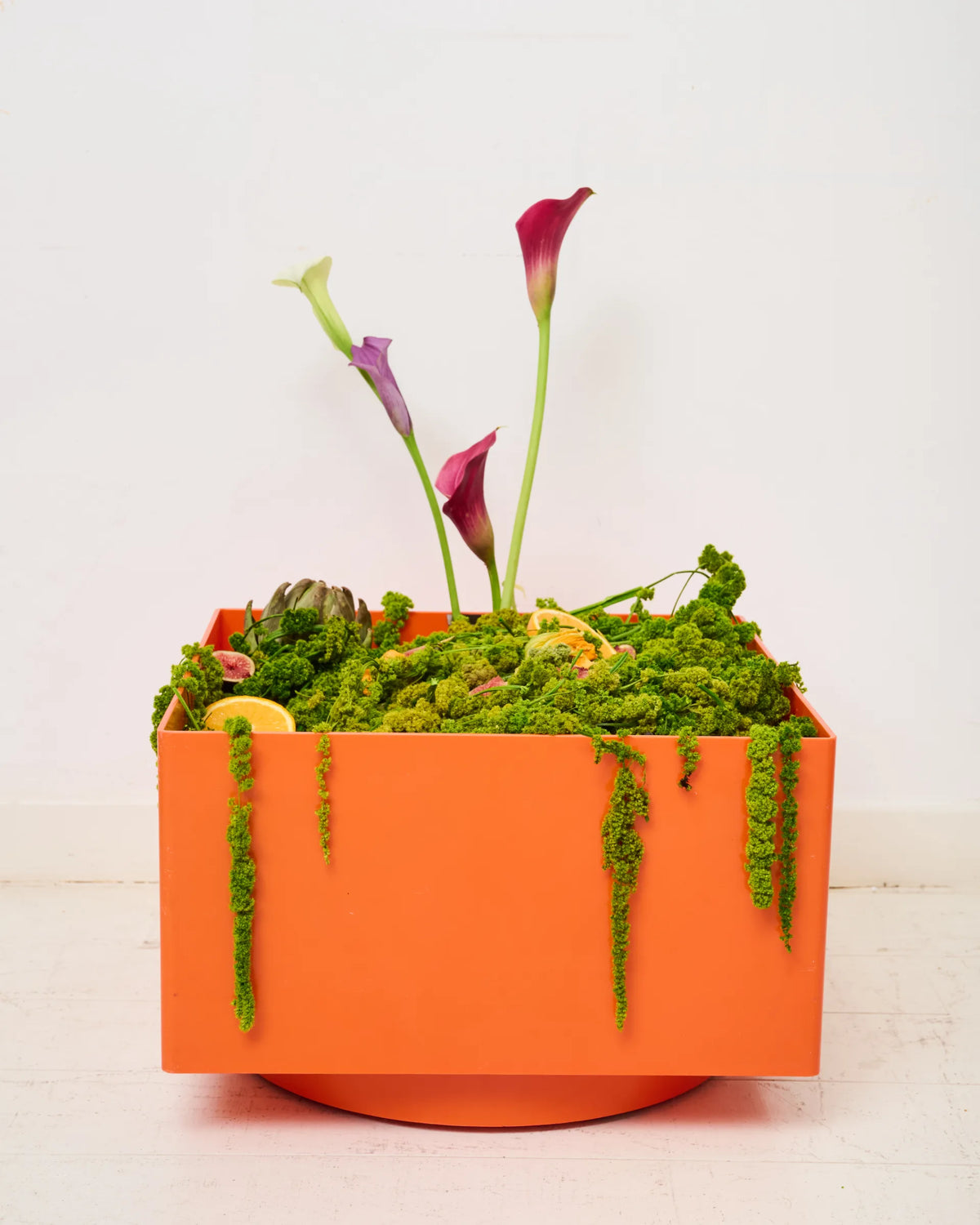 Square orange plastic planter, Fasy, France, 1980s