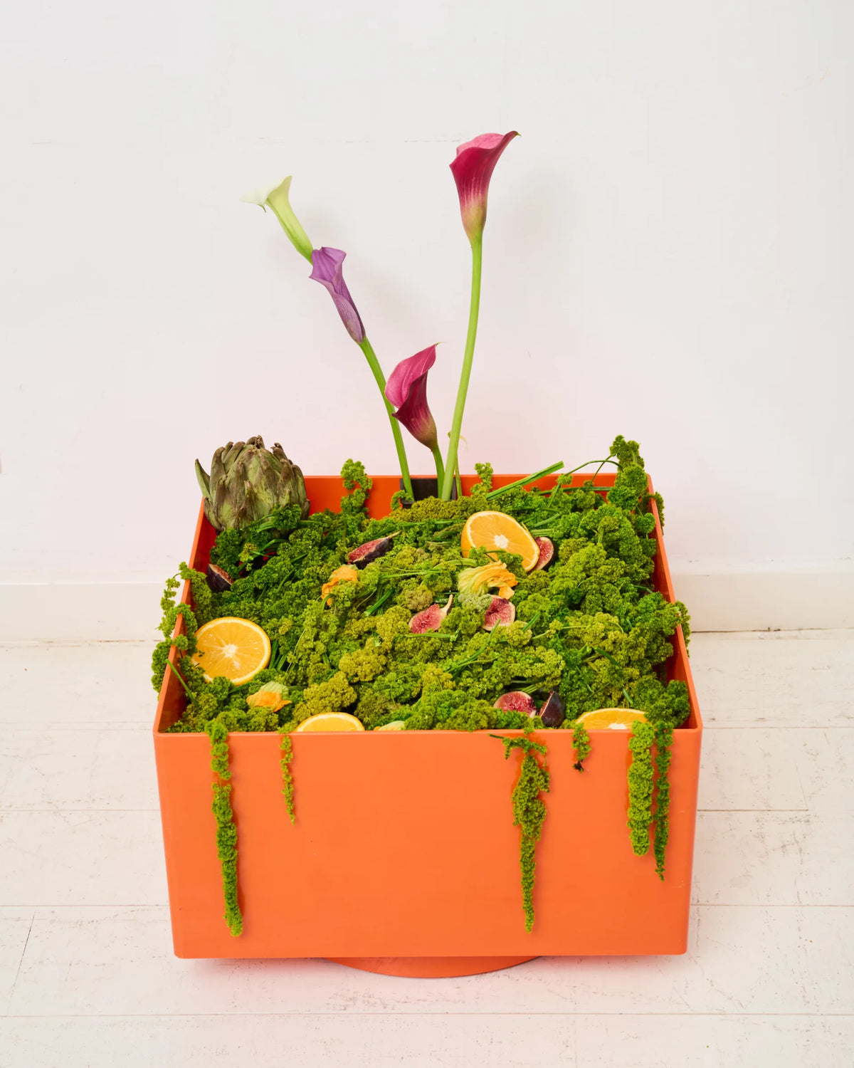 Square orange plastic planter, Fasy, France, 1980s