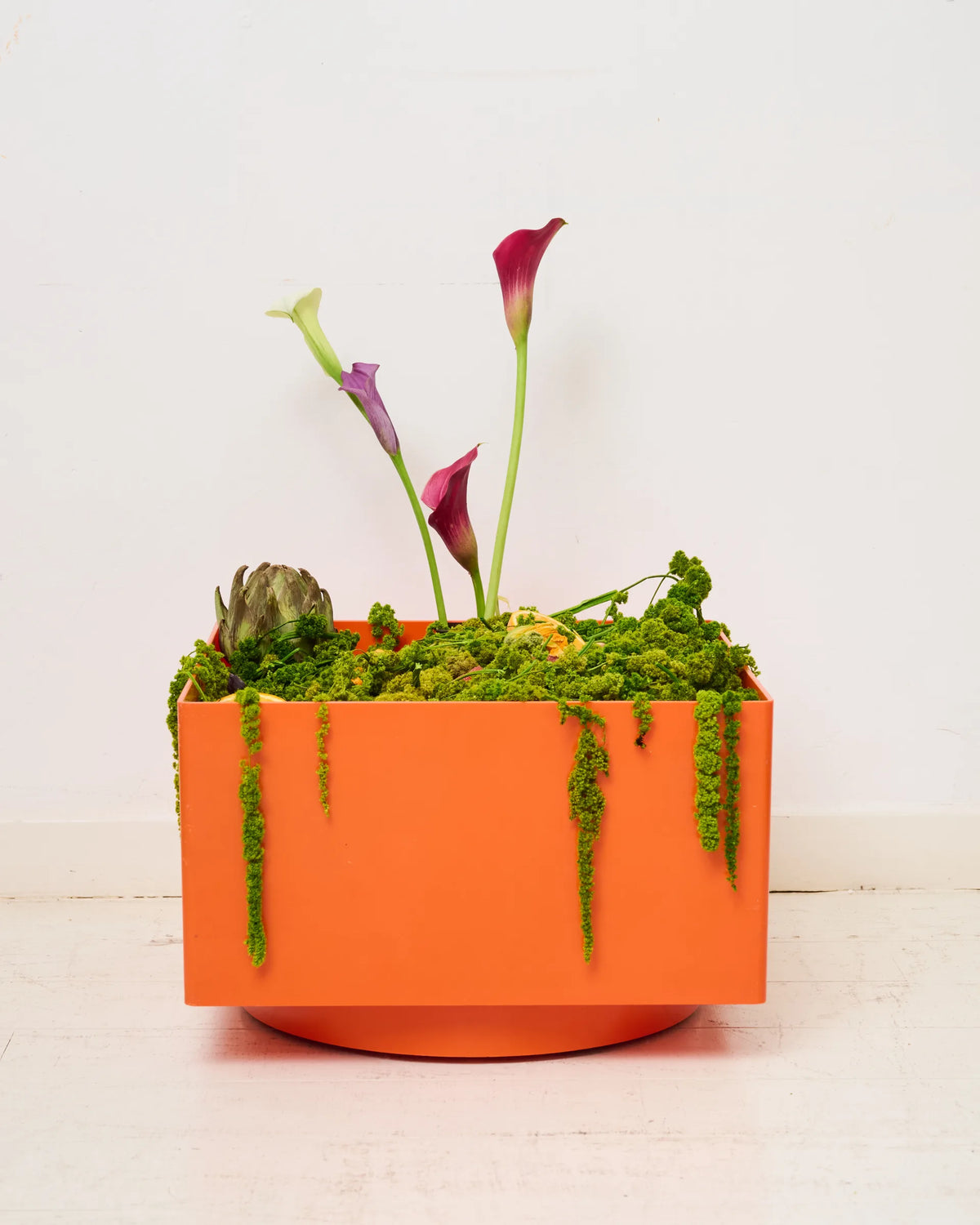 Square orange plastic planter, Fasy, France, 1980s