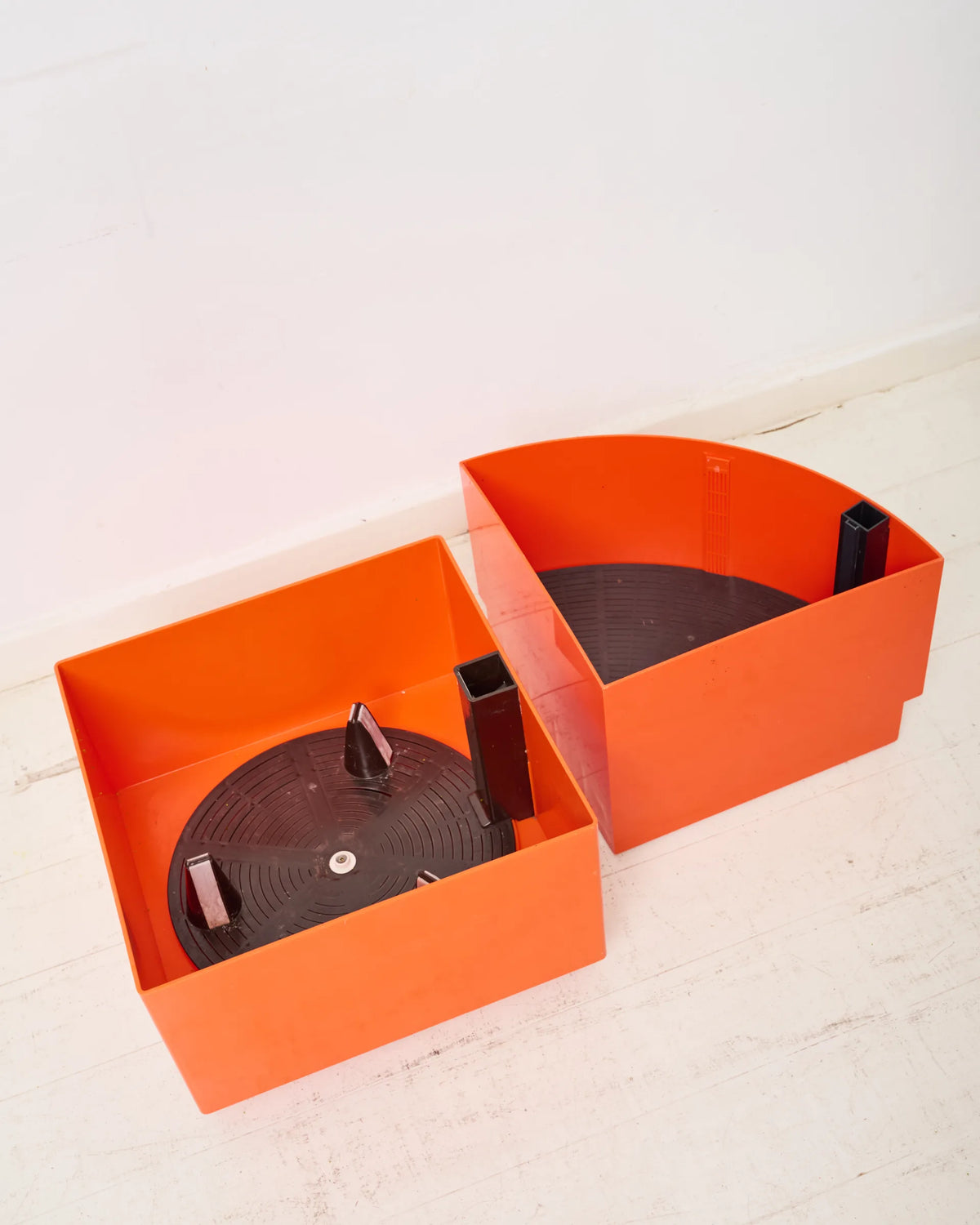 Square orange plastic planter, Fasy, France, 1980s
