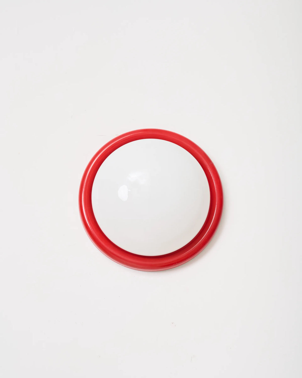 Red metal and opaline glass wall or ceiling lamp, 1970-1980s