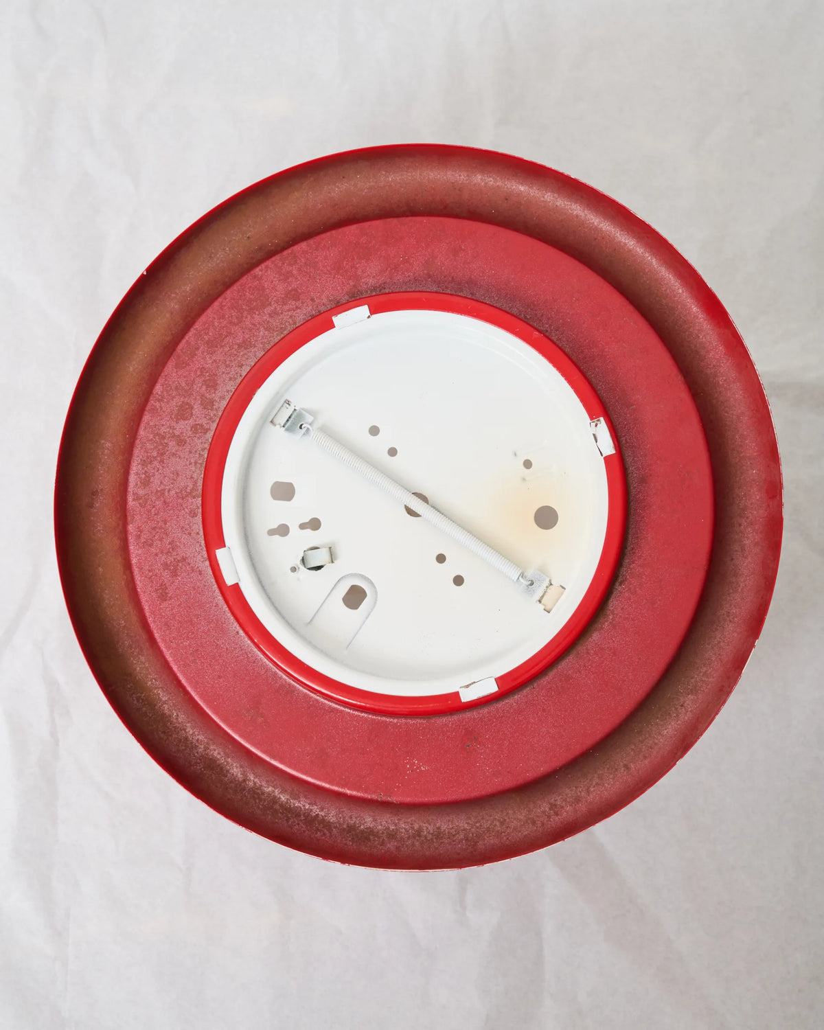 Red metal and opaline glass wall or ceiling lamp, 1970-1980s