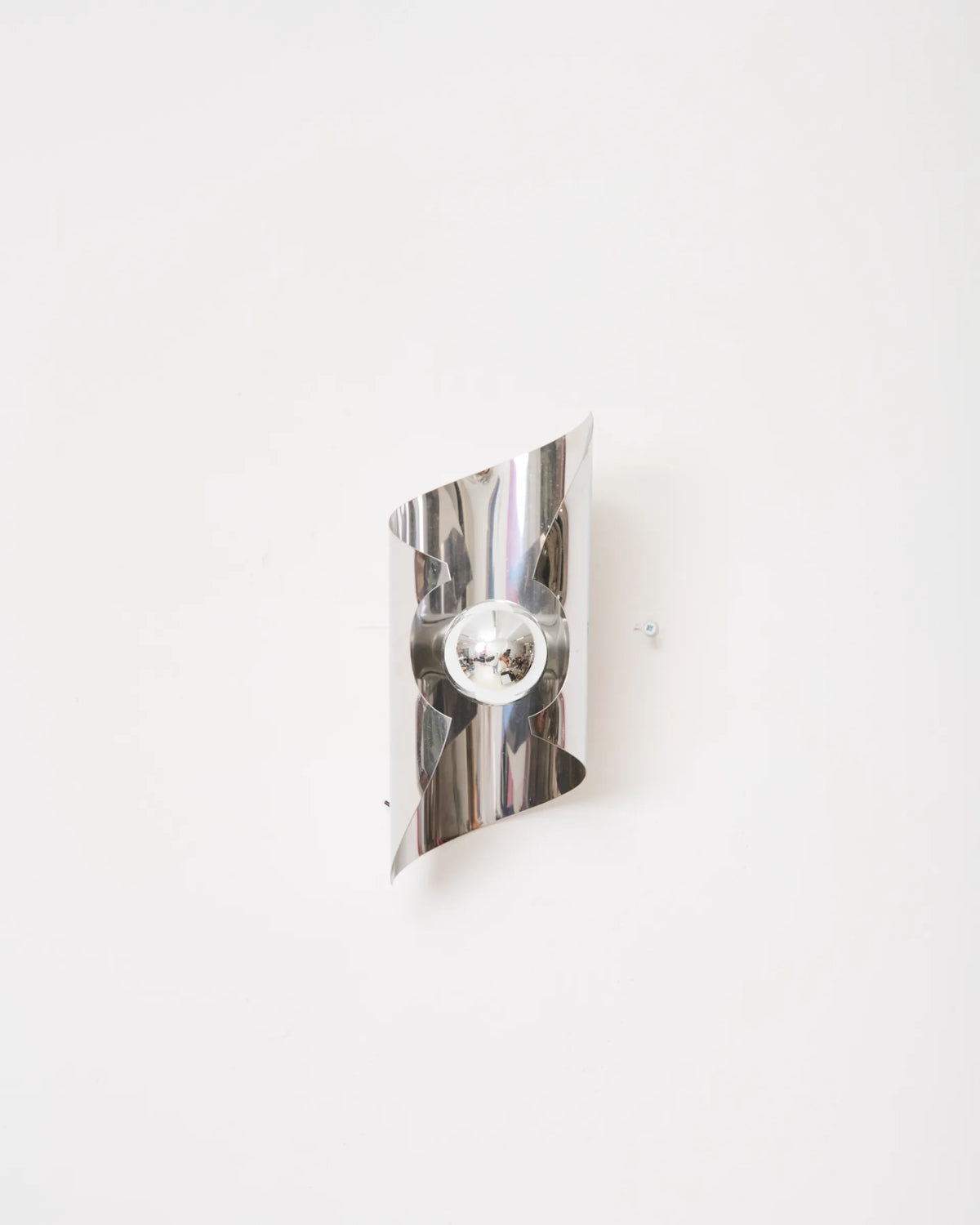 Asymmetrical Space Age wall light, brushed aluminum, 1970-1980