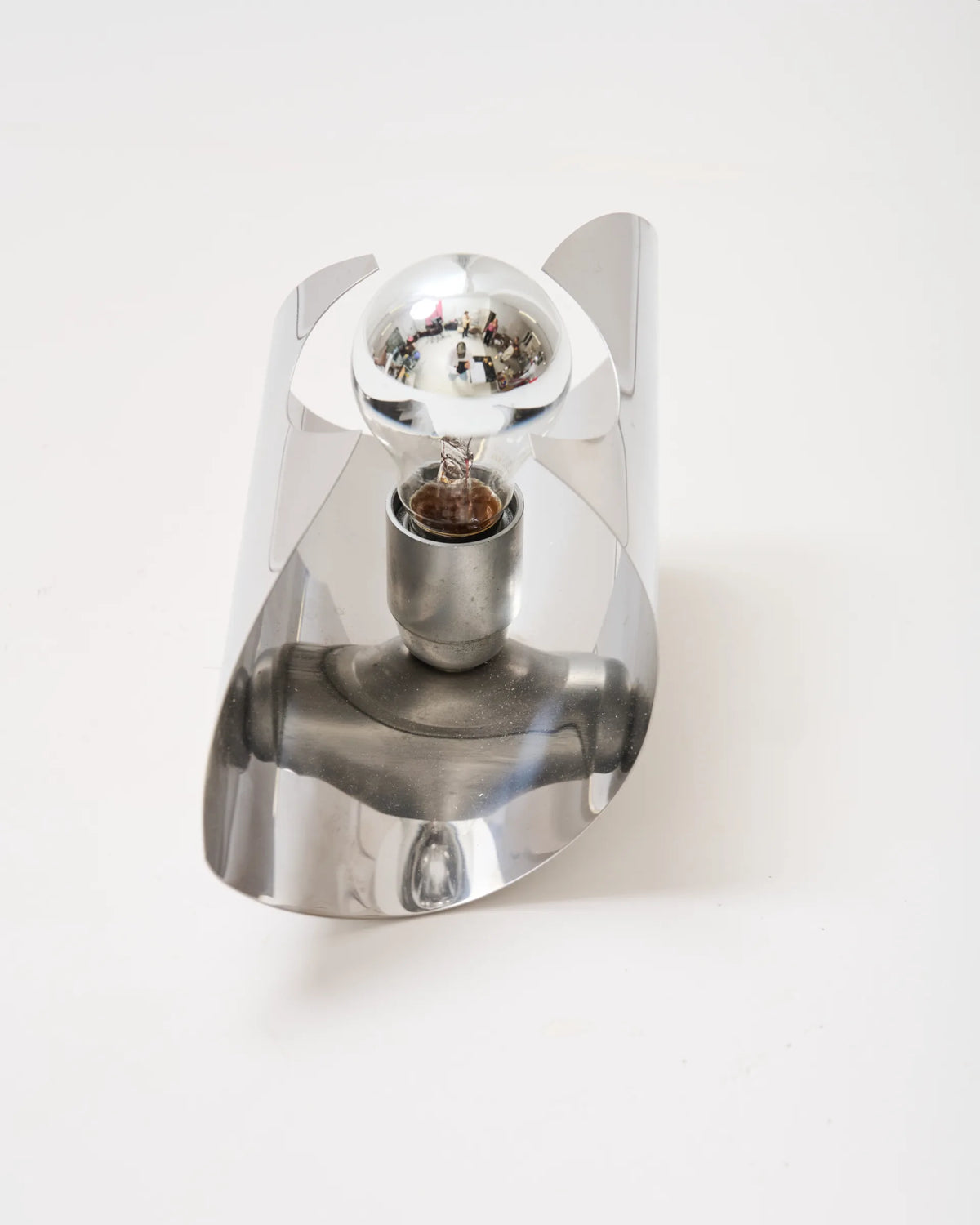 Asymmetrical Space Age wall light, brushed aluminum, 1970-1980