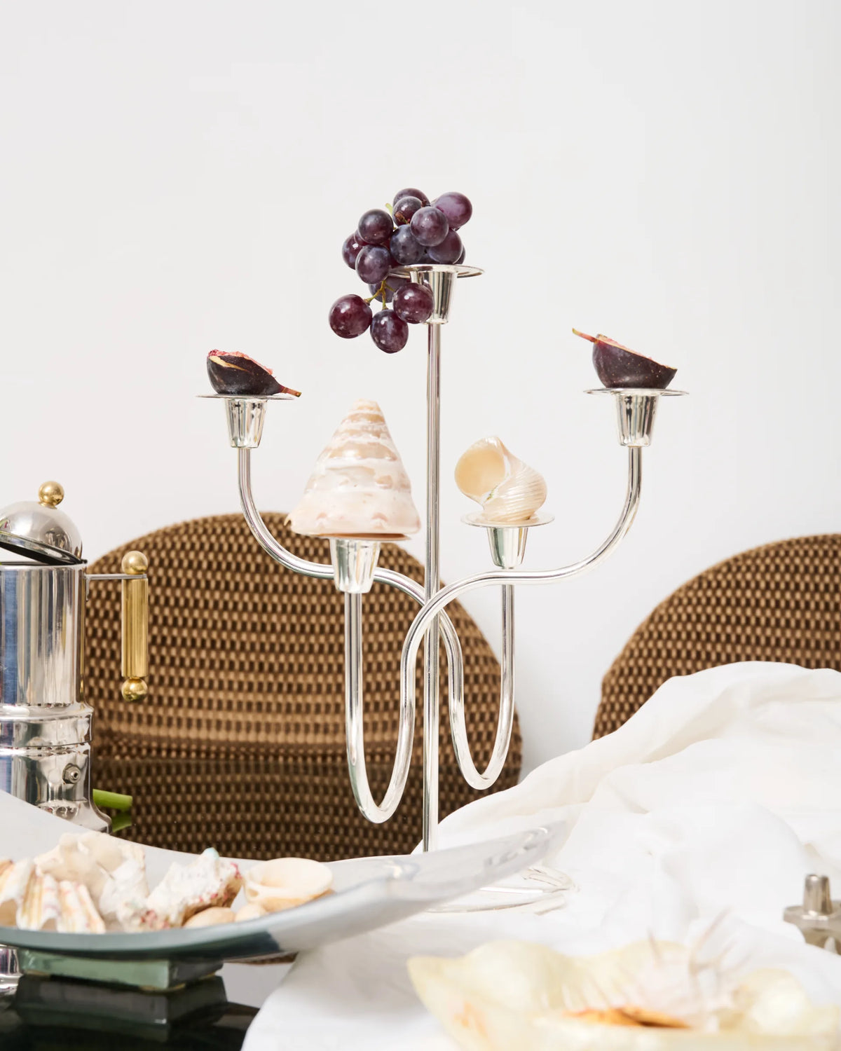 Silver-plated metal candelabra, in the style of Nagel, 1970s