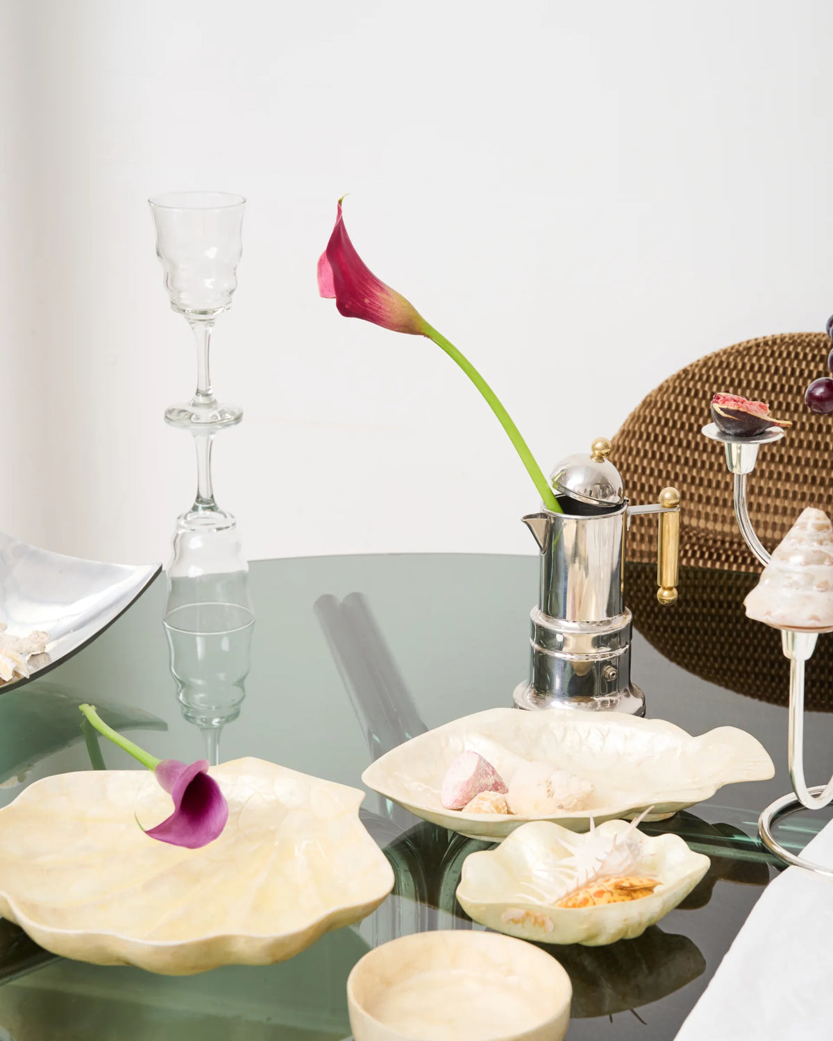 Set of Capiz shell bowls, 1970s