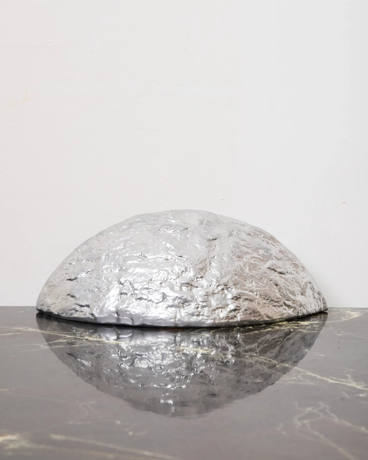 Organic silvered ceramic wall light, France, 1970-1980