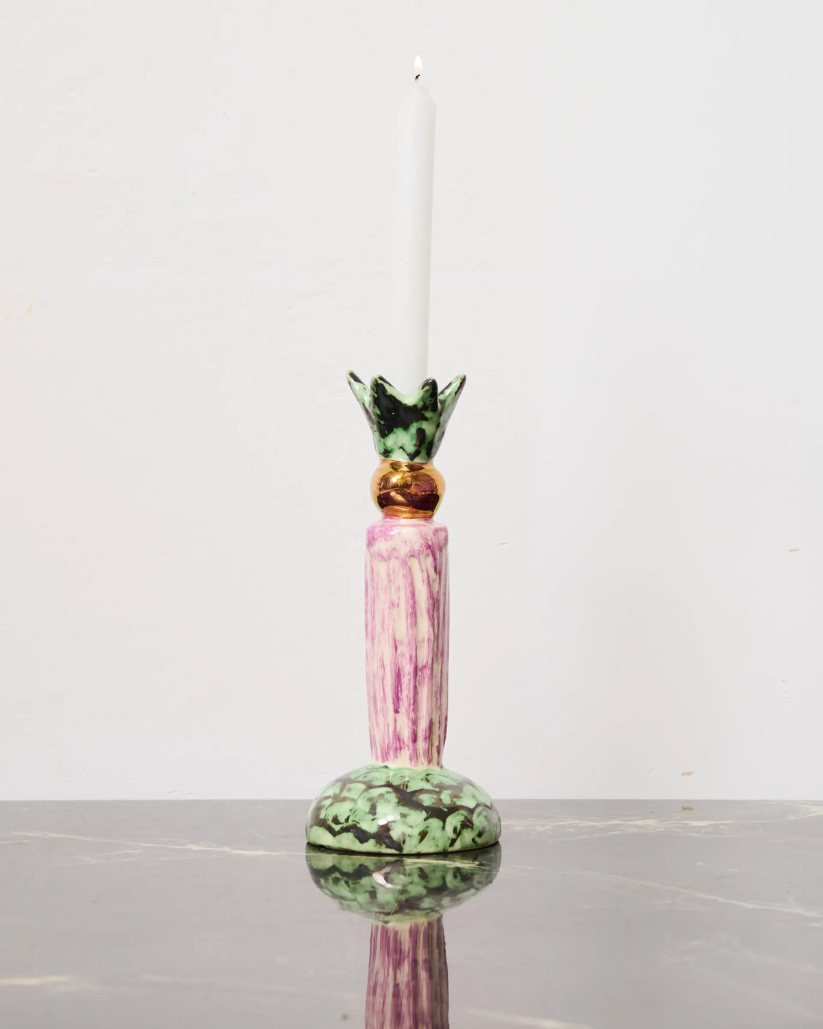 "Palm tree" ceramic candlestick