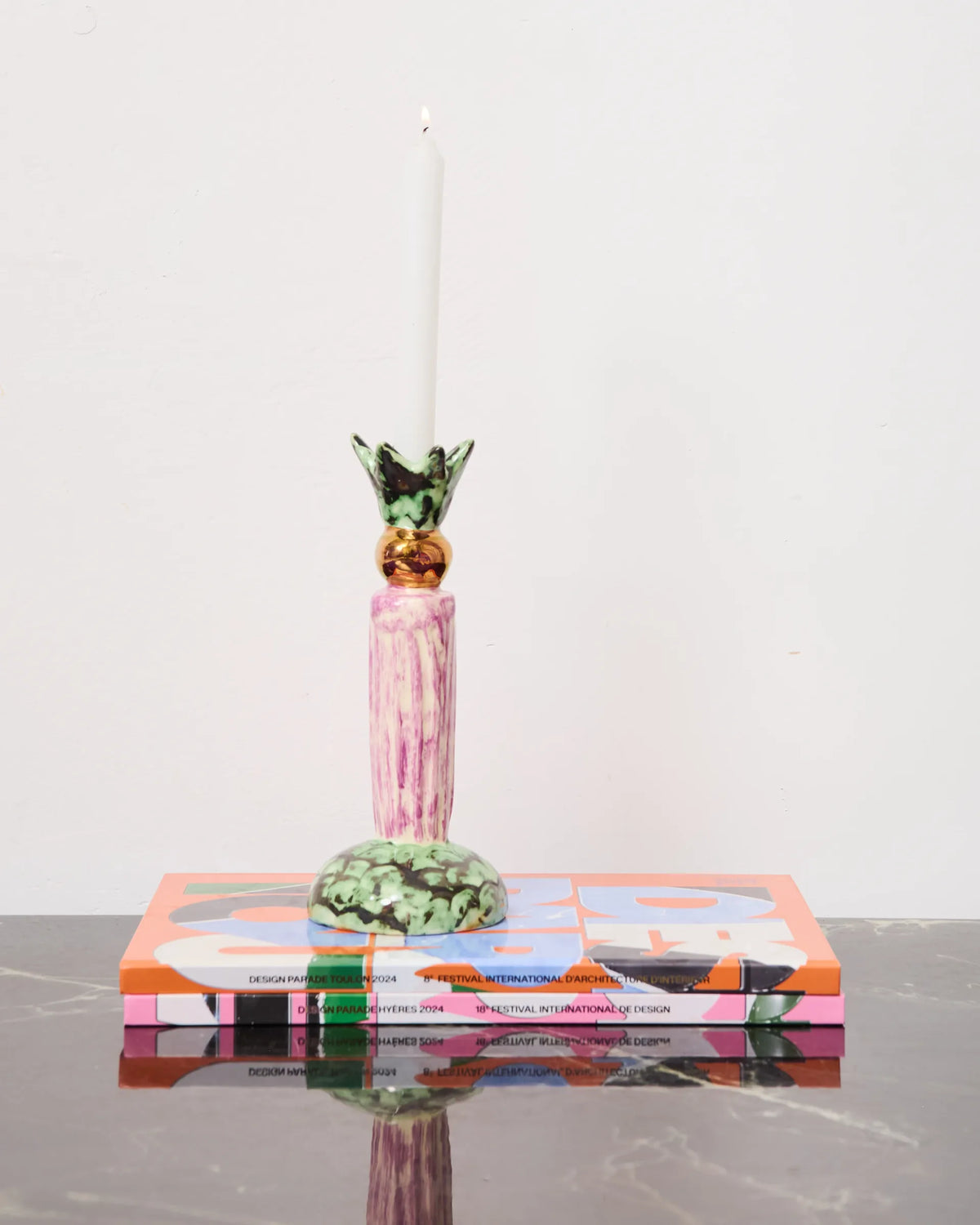 "Palm tree" ceramic candlestick