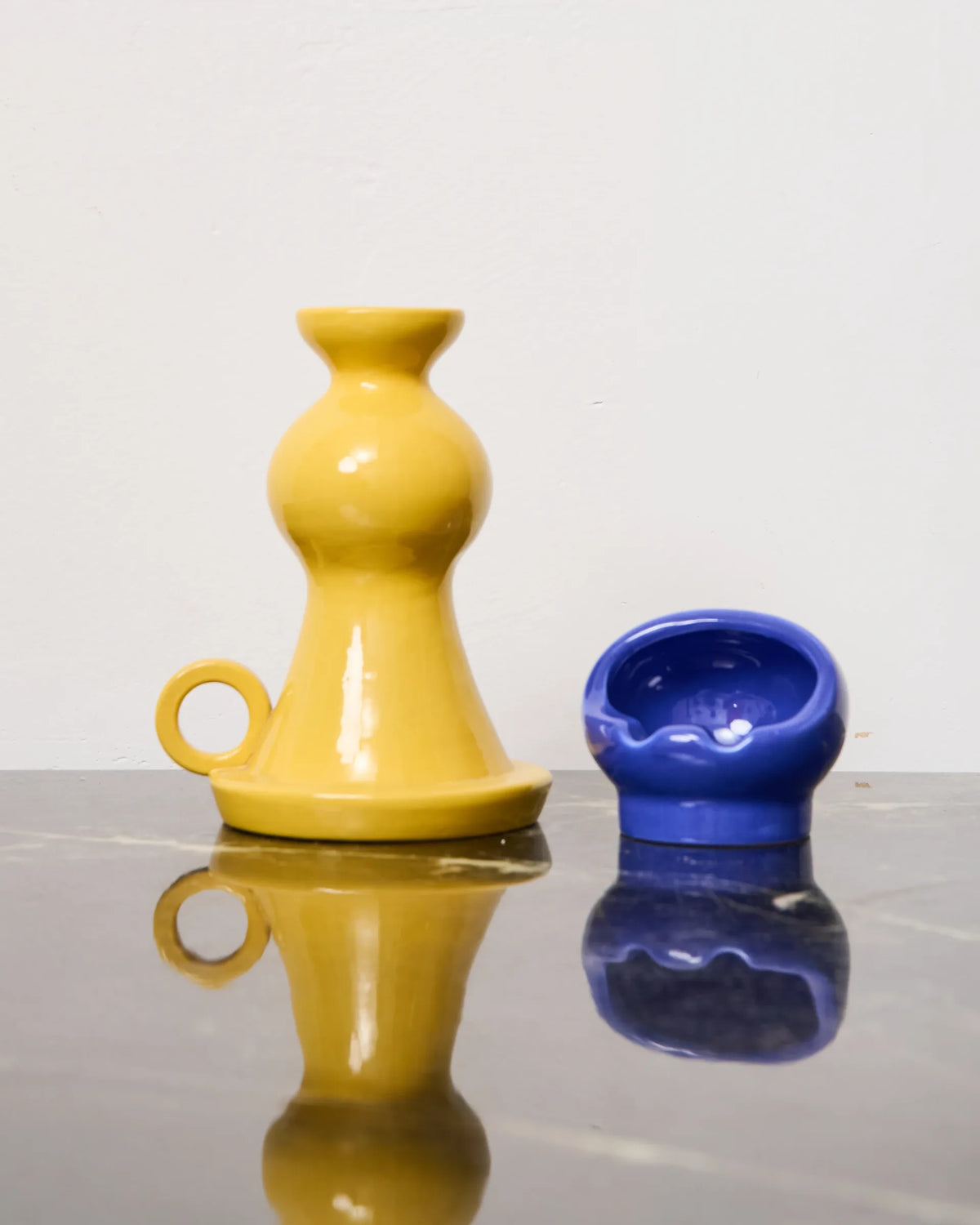 Blue ceramic ashtray, attr. Gabbianelli, 1970s