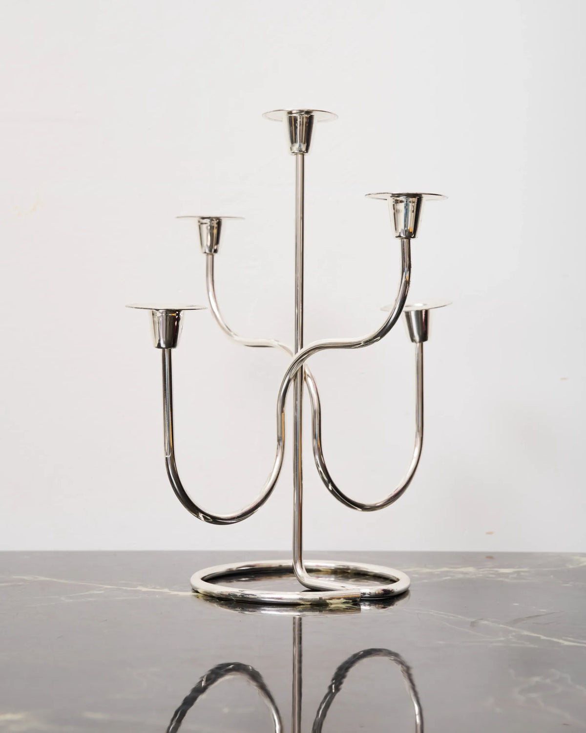 Silver-plated metal candelabra, in the style of Nagel, 1970s