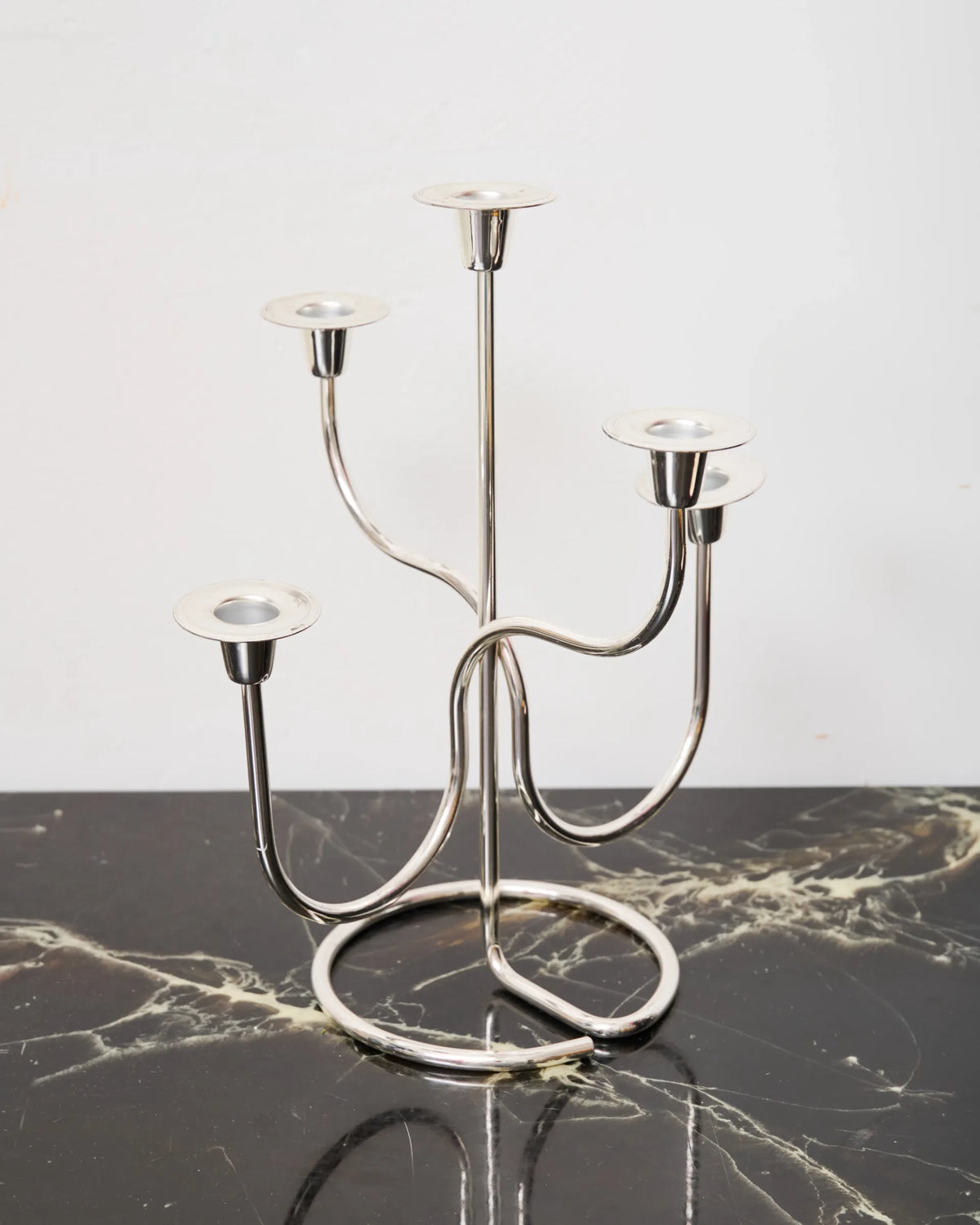 Silver-plated metal candelabra, in the style of Nagel, 1970s