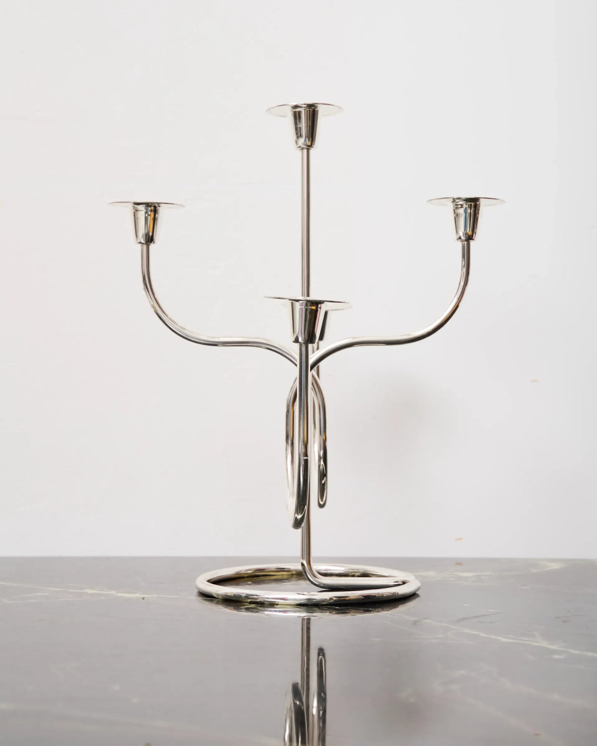Silver-plated metal candelabra, in the style of Nagel, 1970s