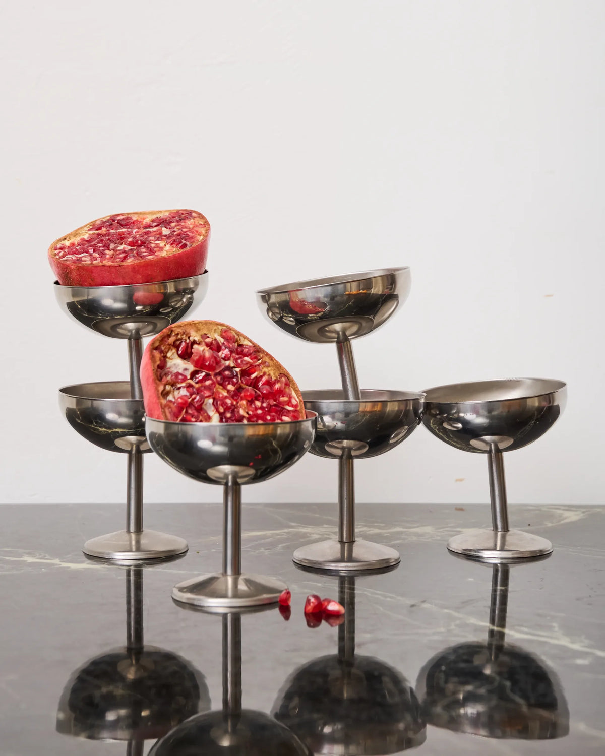 Six ice cream cups with stems, 1970s 