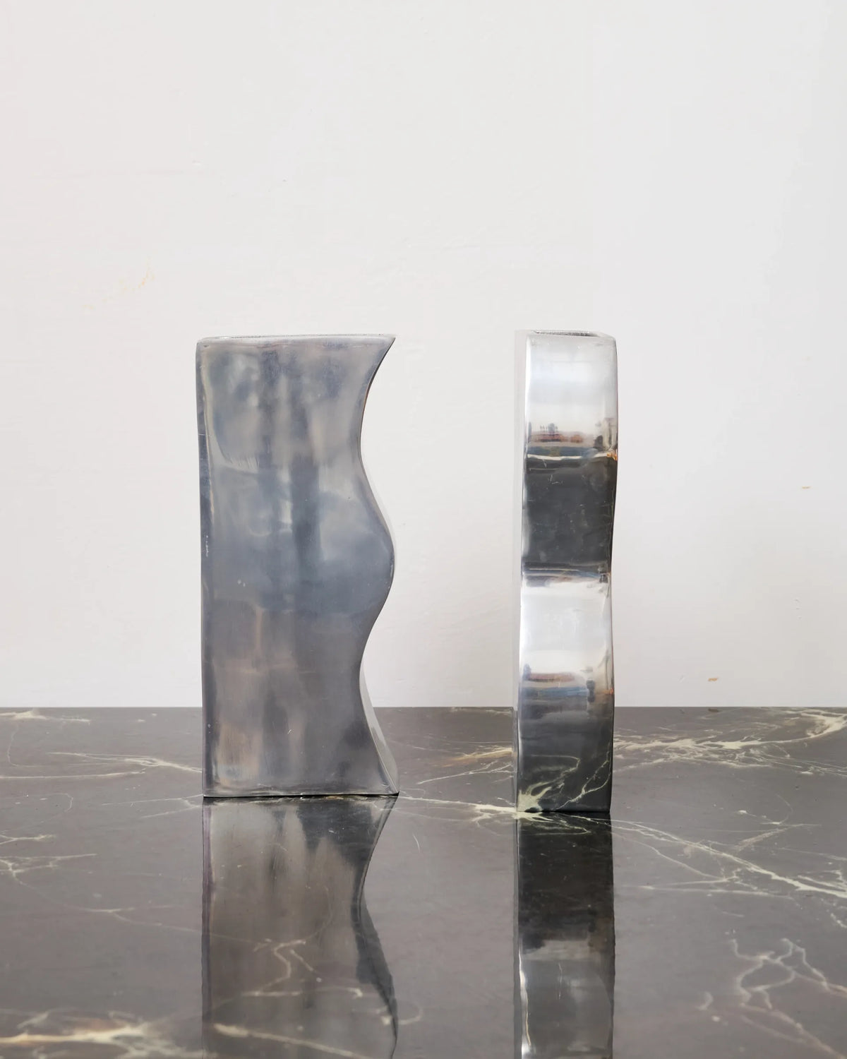 Textured rectangular vase, cast aluminum, 1970s