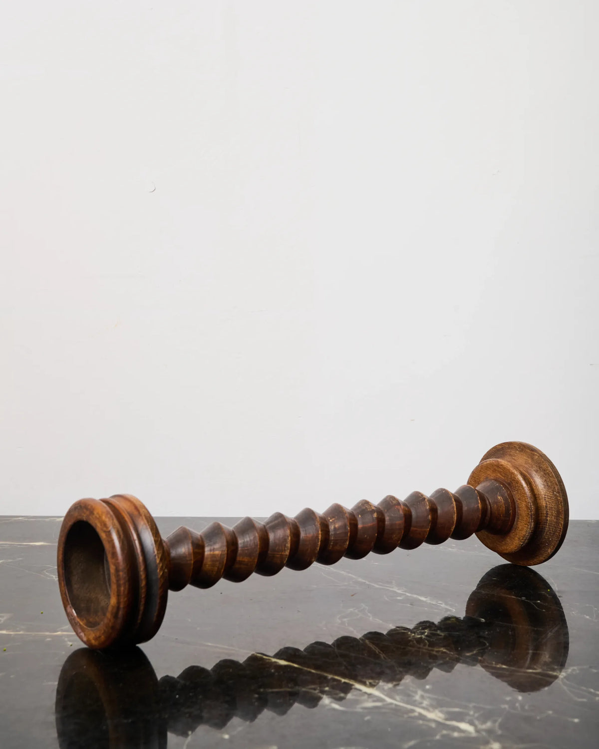 Sculptural turned wood candlestick, France, 1970s