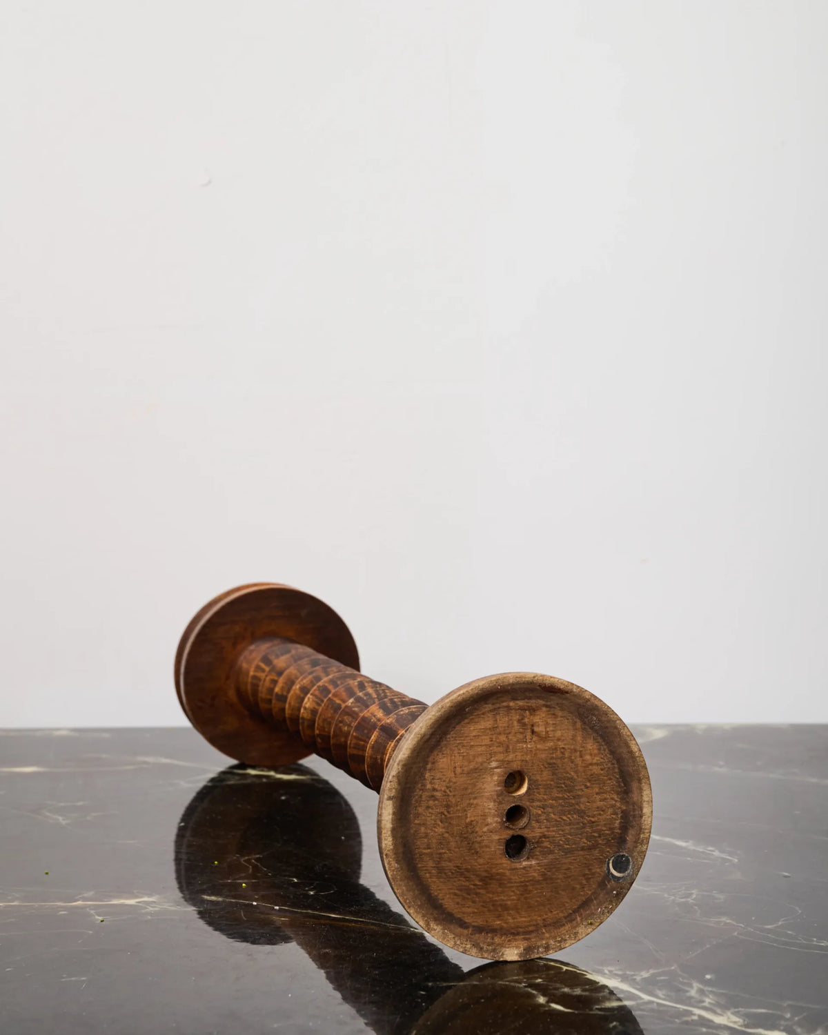 Sculptural turned wood candlestick, France, 1970s