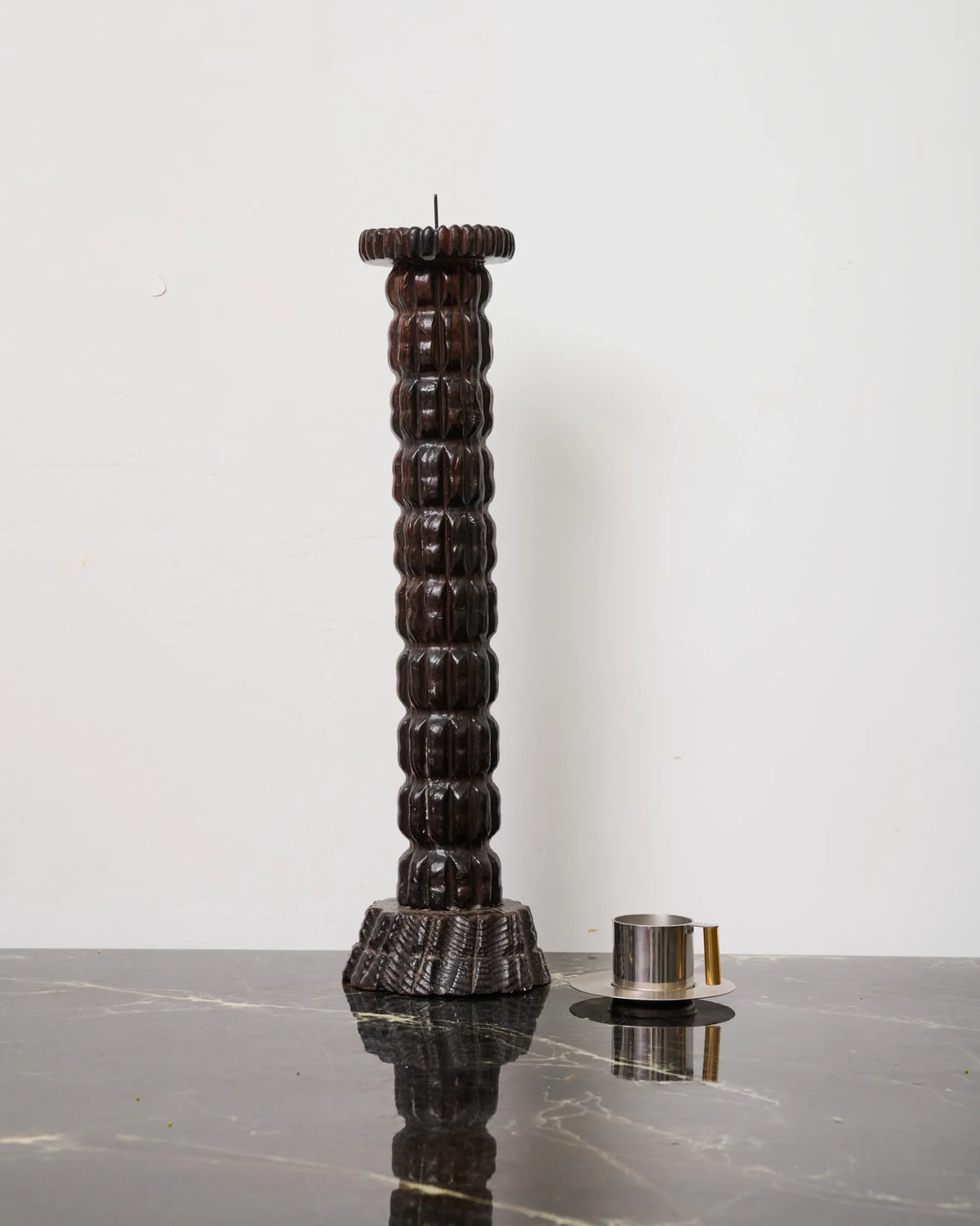Bougeoir en bois sculpté brutaliste, Italie ou Espagne, 1970s