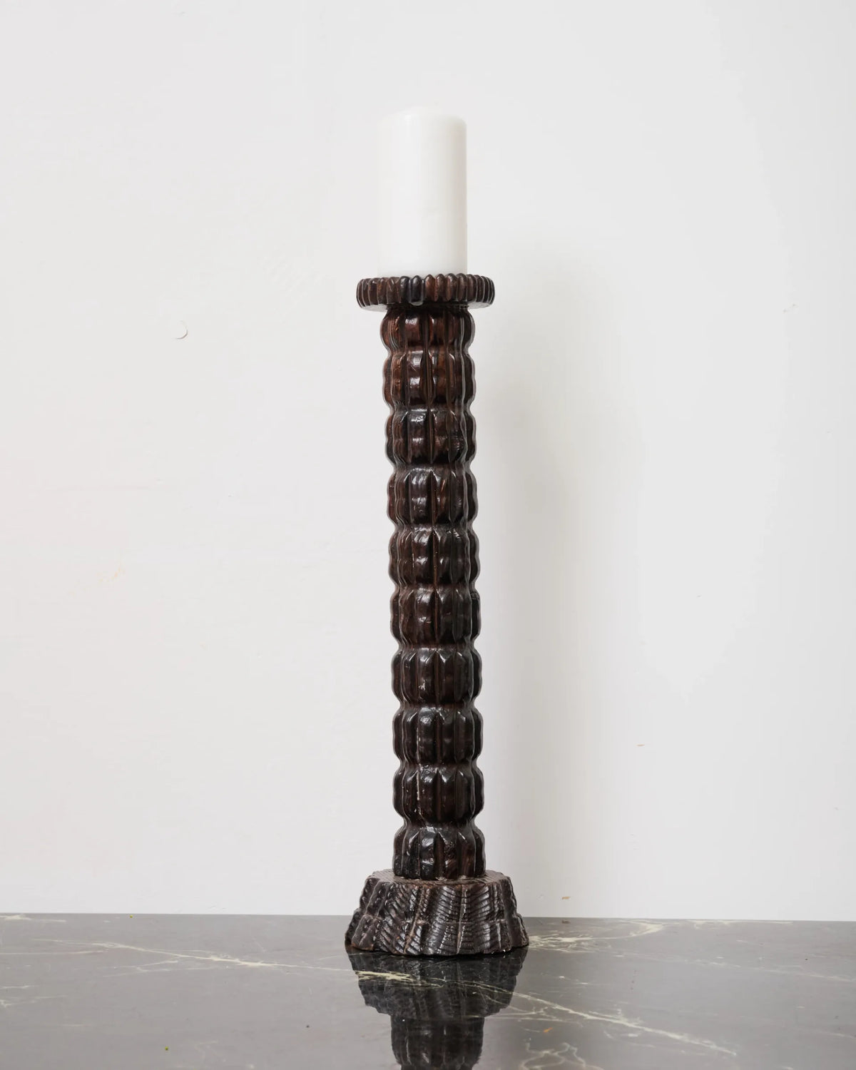 Bougeoir en bois sculpté brutaliste, Italie ou Espagne, 1970s