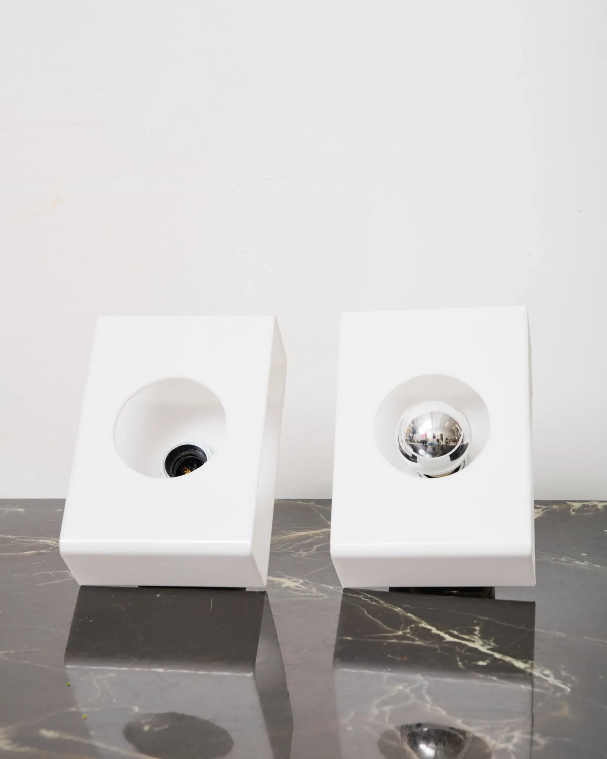 Pair of rectangular wall lights in white plexiglass, 1970s