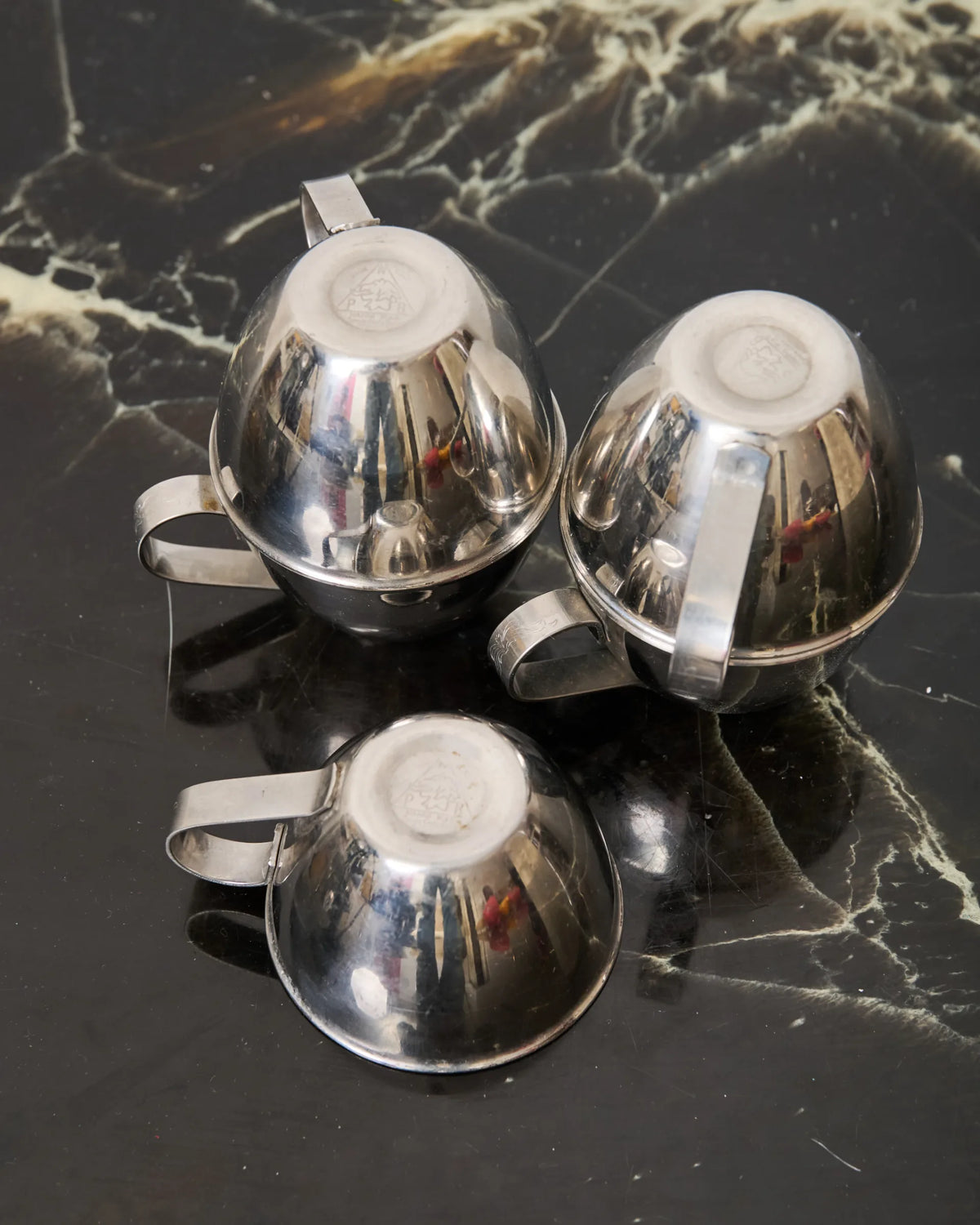 Set of five stainless steel cups, Nanni P&B, Italy