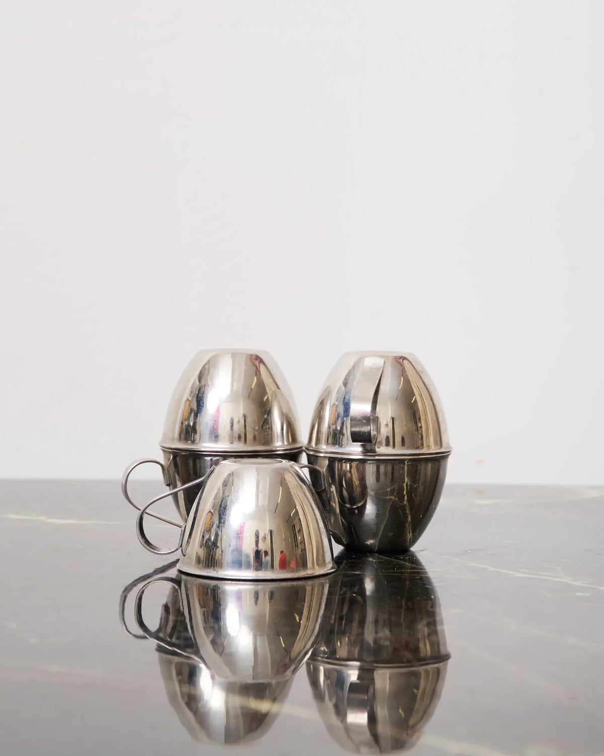 Set of five stainless steel cups, Nanni P&B, Italy