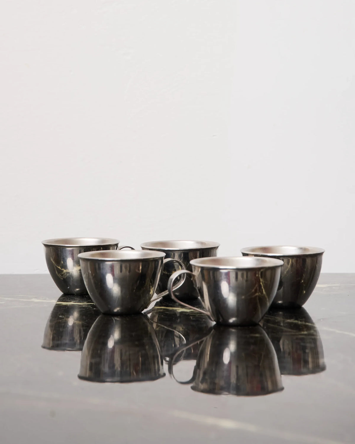Set of five stainless steel cups, Nanni P&B, Italy