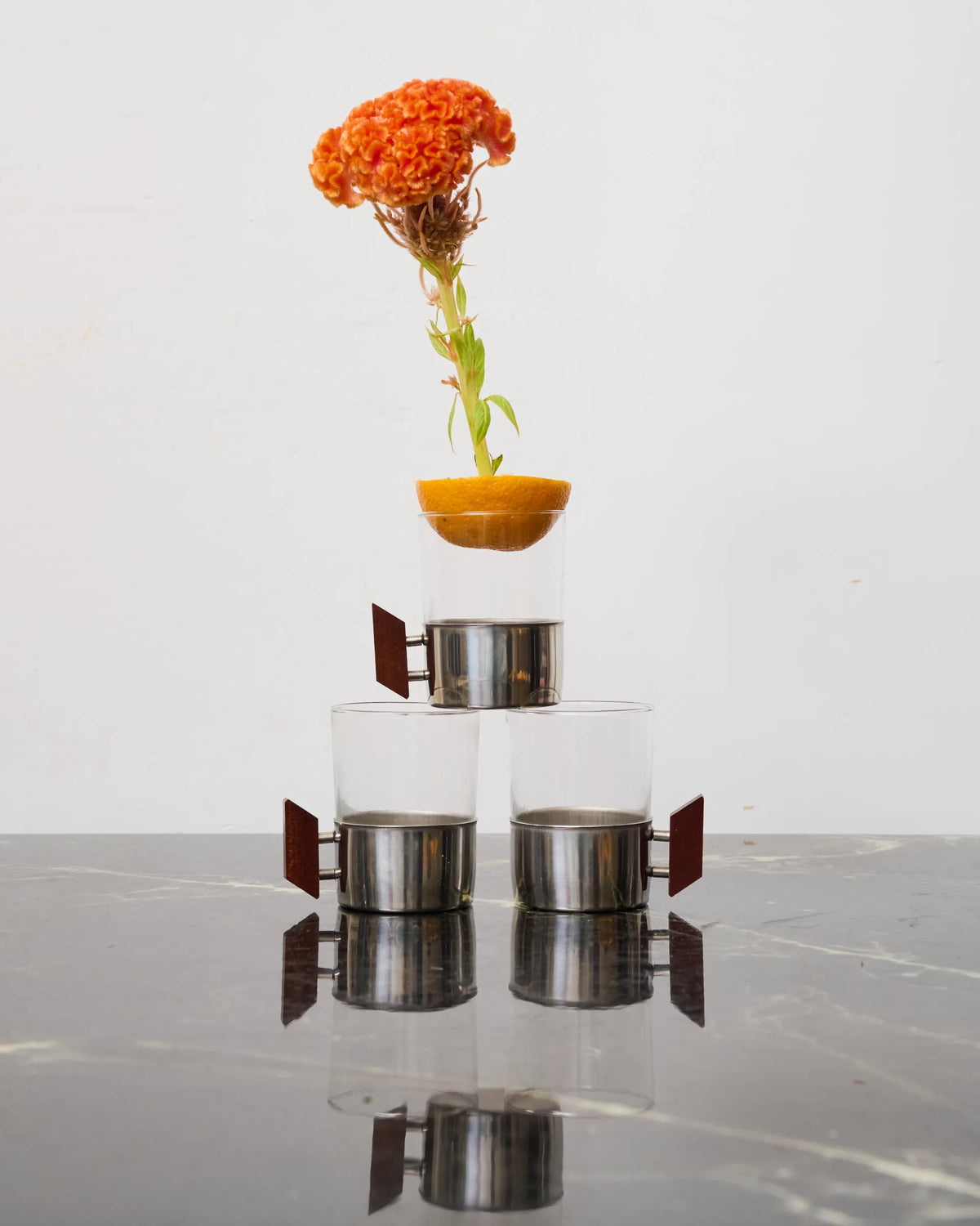Cup with geometric wooden handle (1 of 3), 1960s
