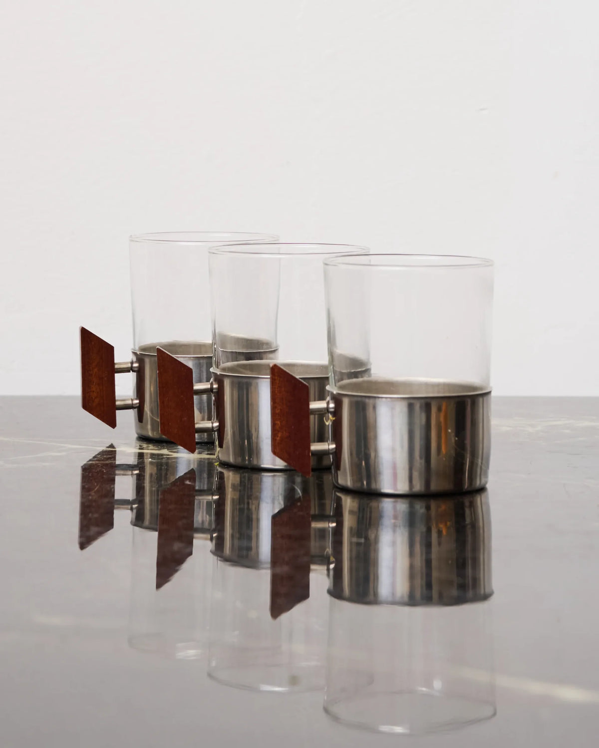 Cup with geometric wooden handle (1 of 3), 1960s