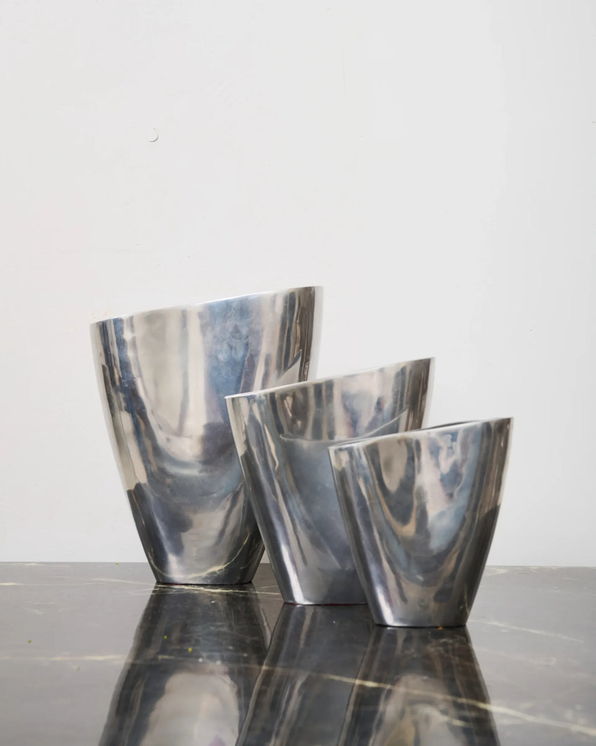 Rectangular vase L, cast aluminum, 1970s