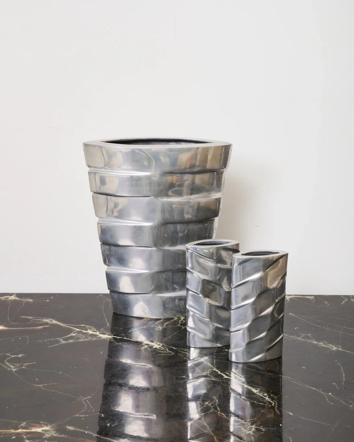 Rectangular vase L, cast aluminum, 1970s