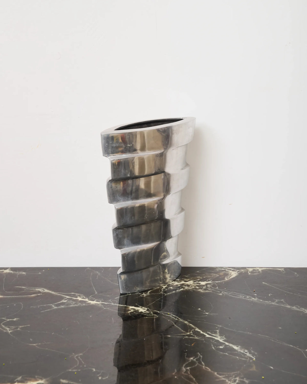 Rectangular vase L, cast aluminum, 1970s