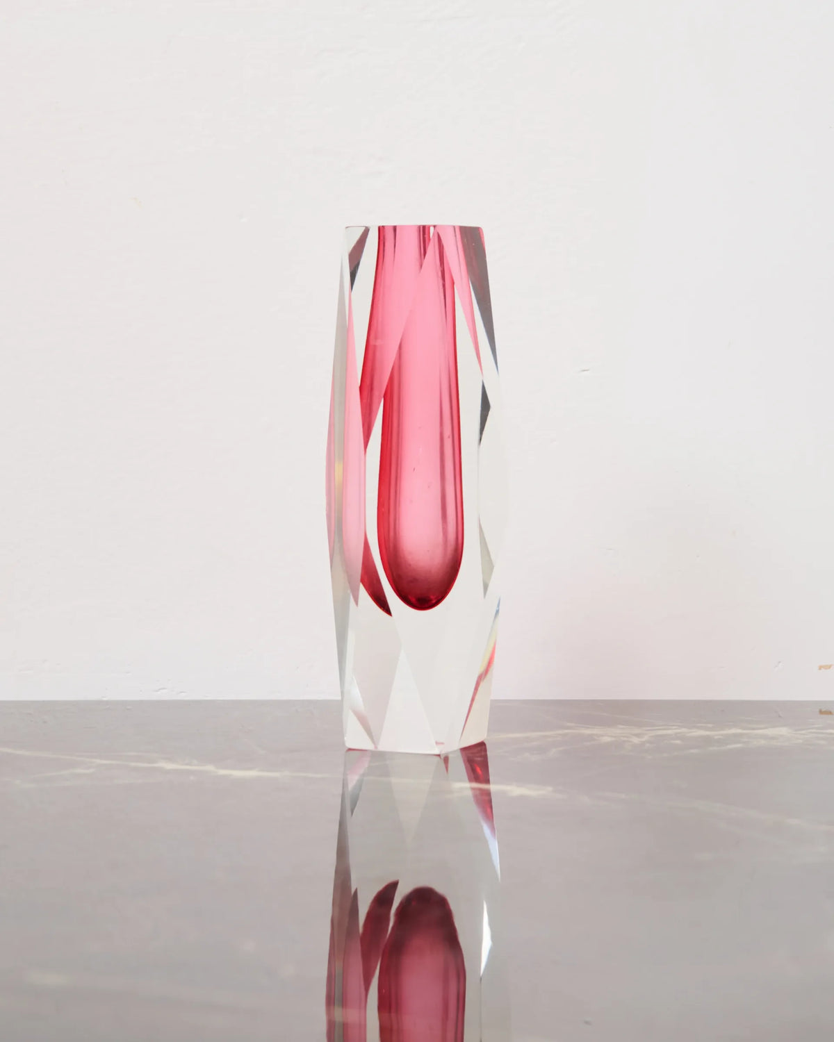 Pink Sommerso Murano glass vase, Italy, 1960s
