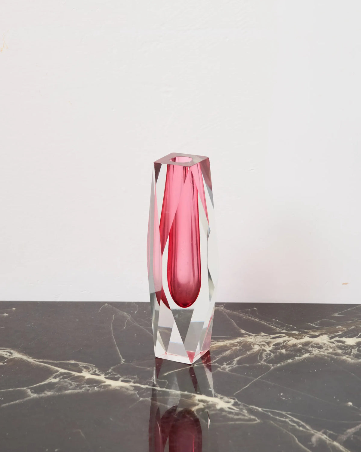 Pink Sommerso Murano glass vase, Italy, 1960s