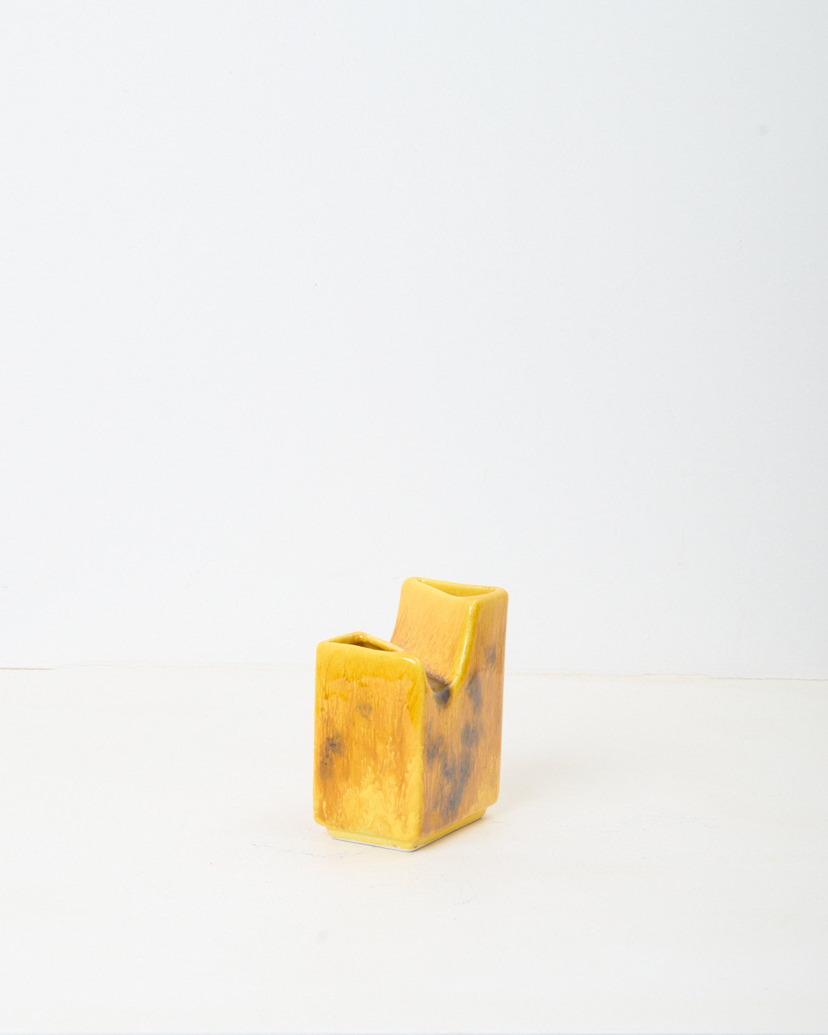 Double vase asymétrique jaune, Bertoncello, 1970s