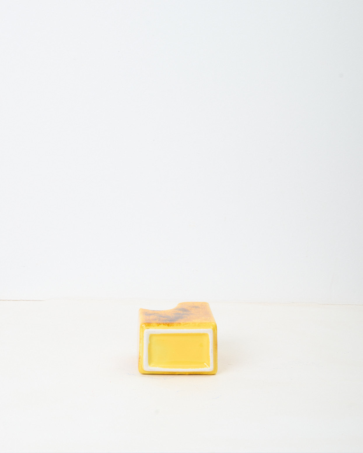 Double asymmetrical yellow vase, Bertoncello, 1970s