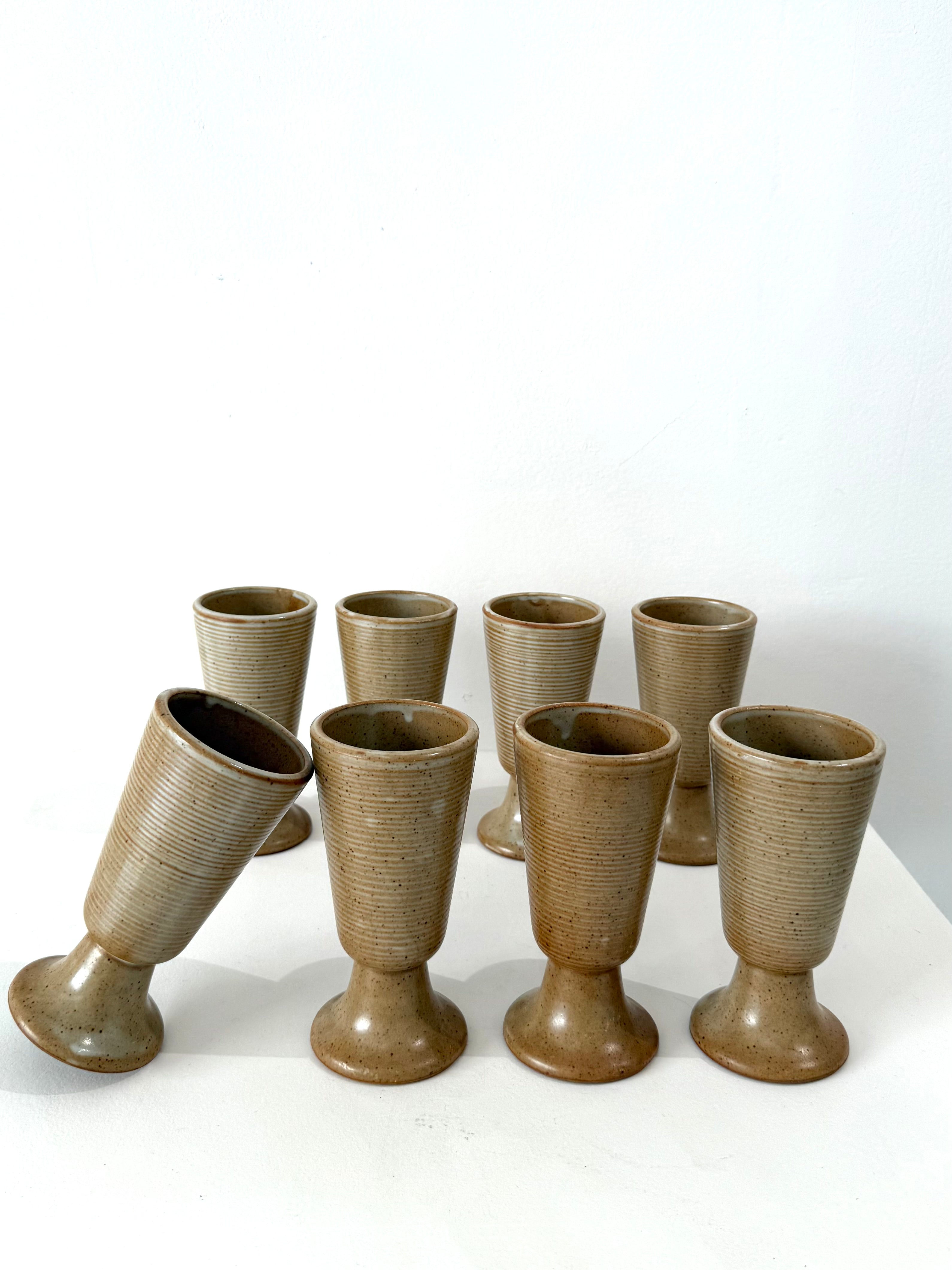 Lot de six mazagrans, grès, 1970s