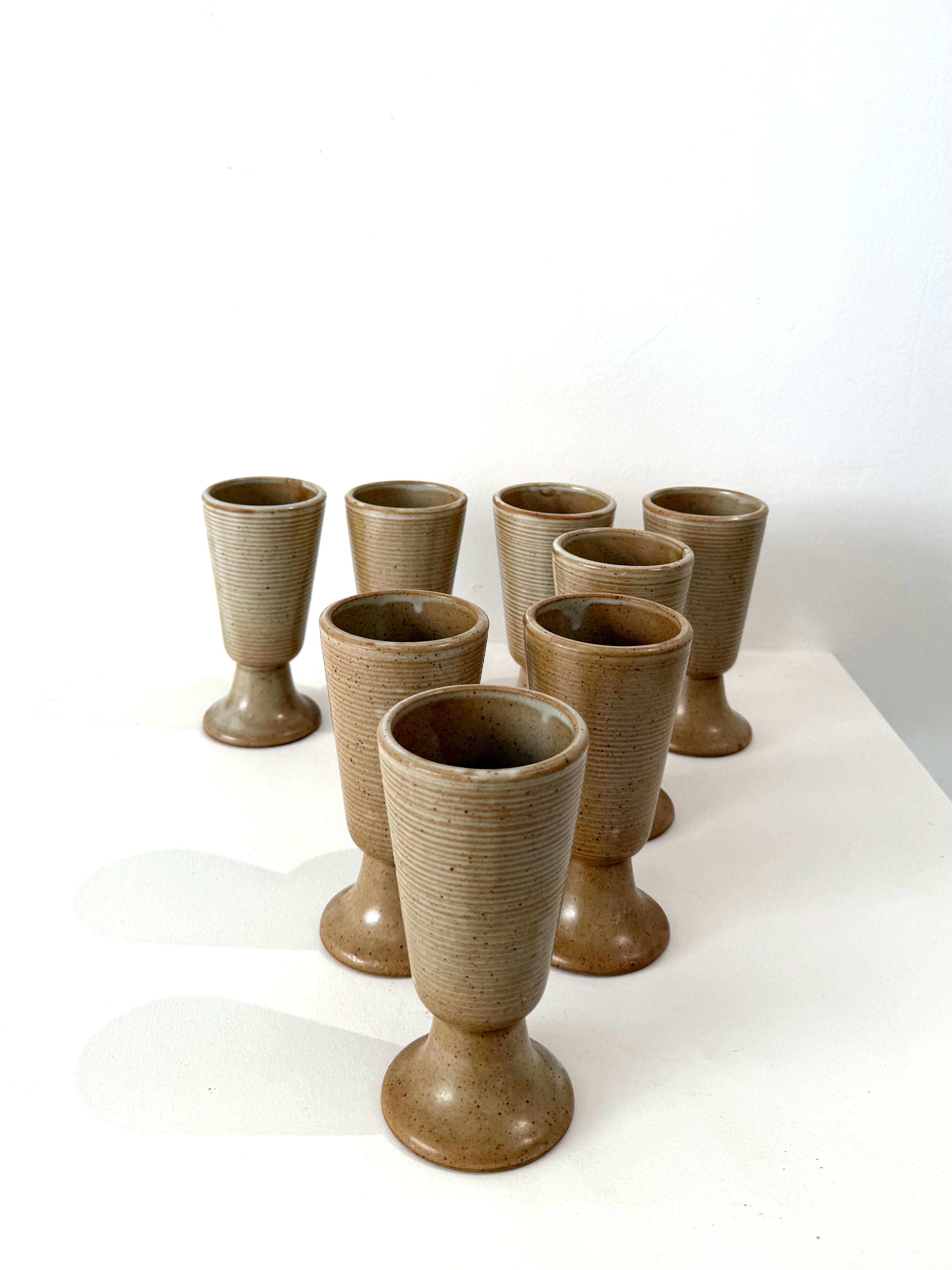 Lot de six mazagrans, grès, 1970s
