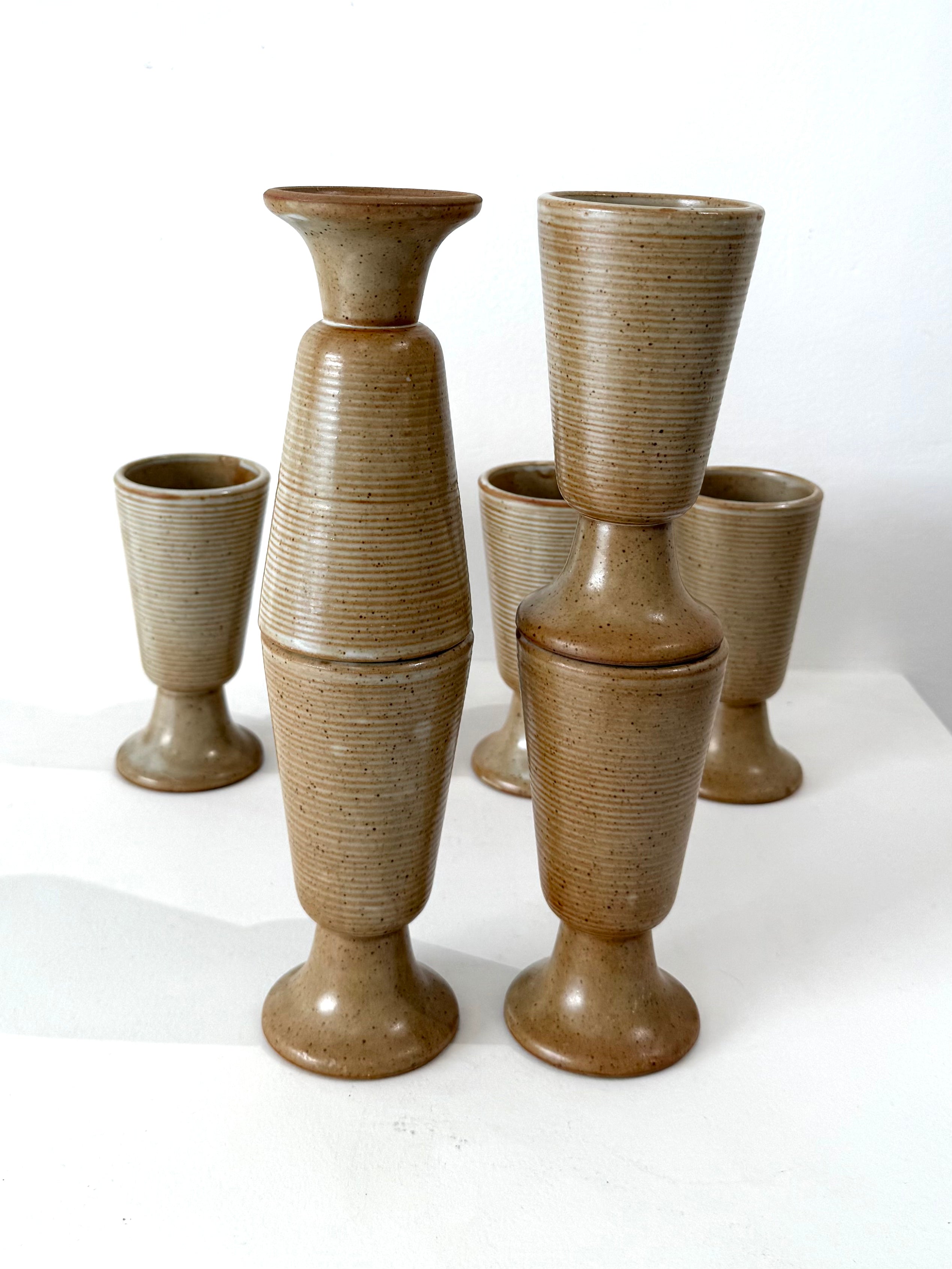 Lot de six mazagrans, grès, 1970s