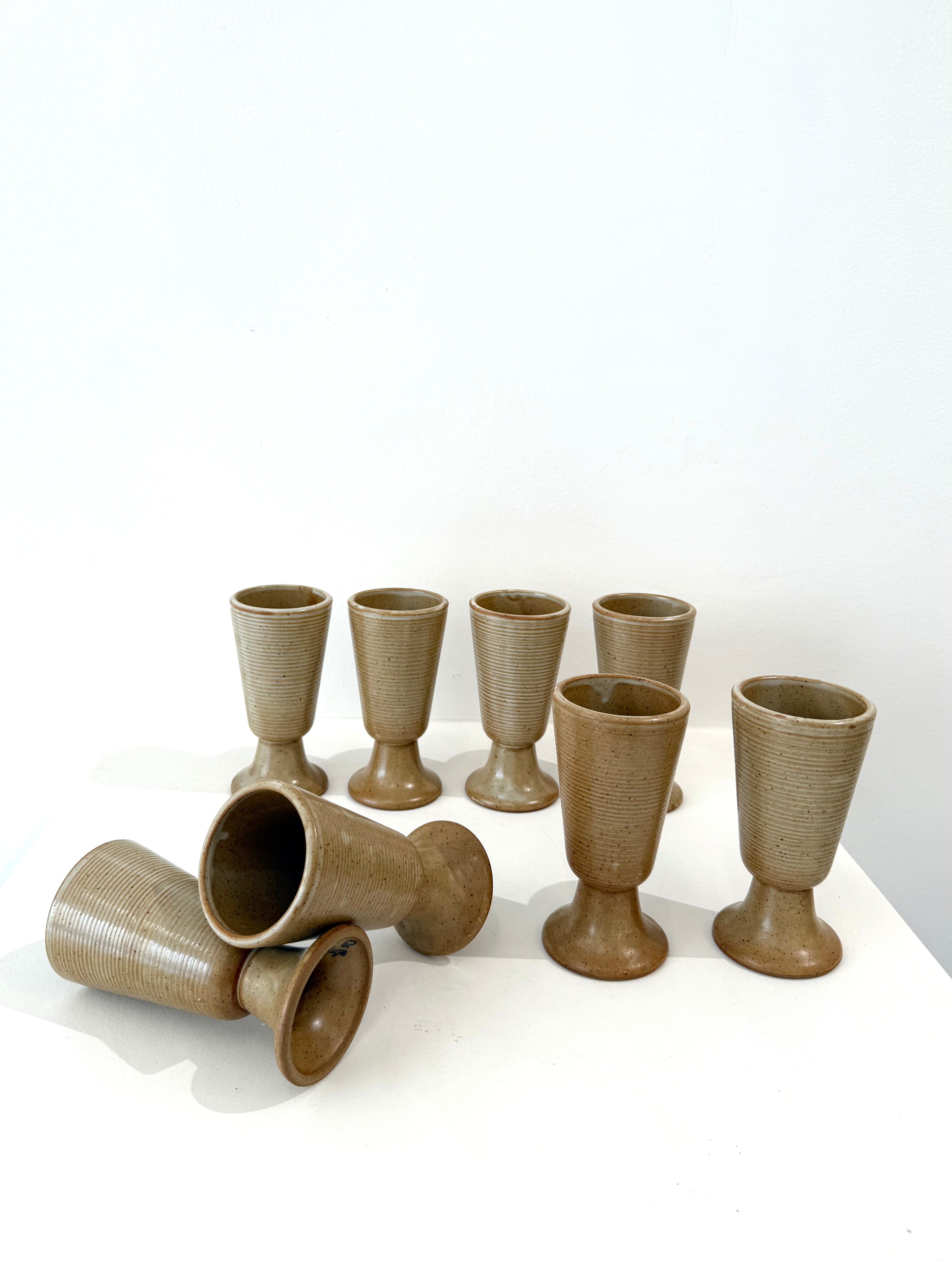 Lot de six mazagrans, grès, 1970s