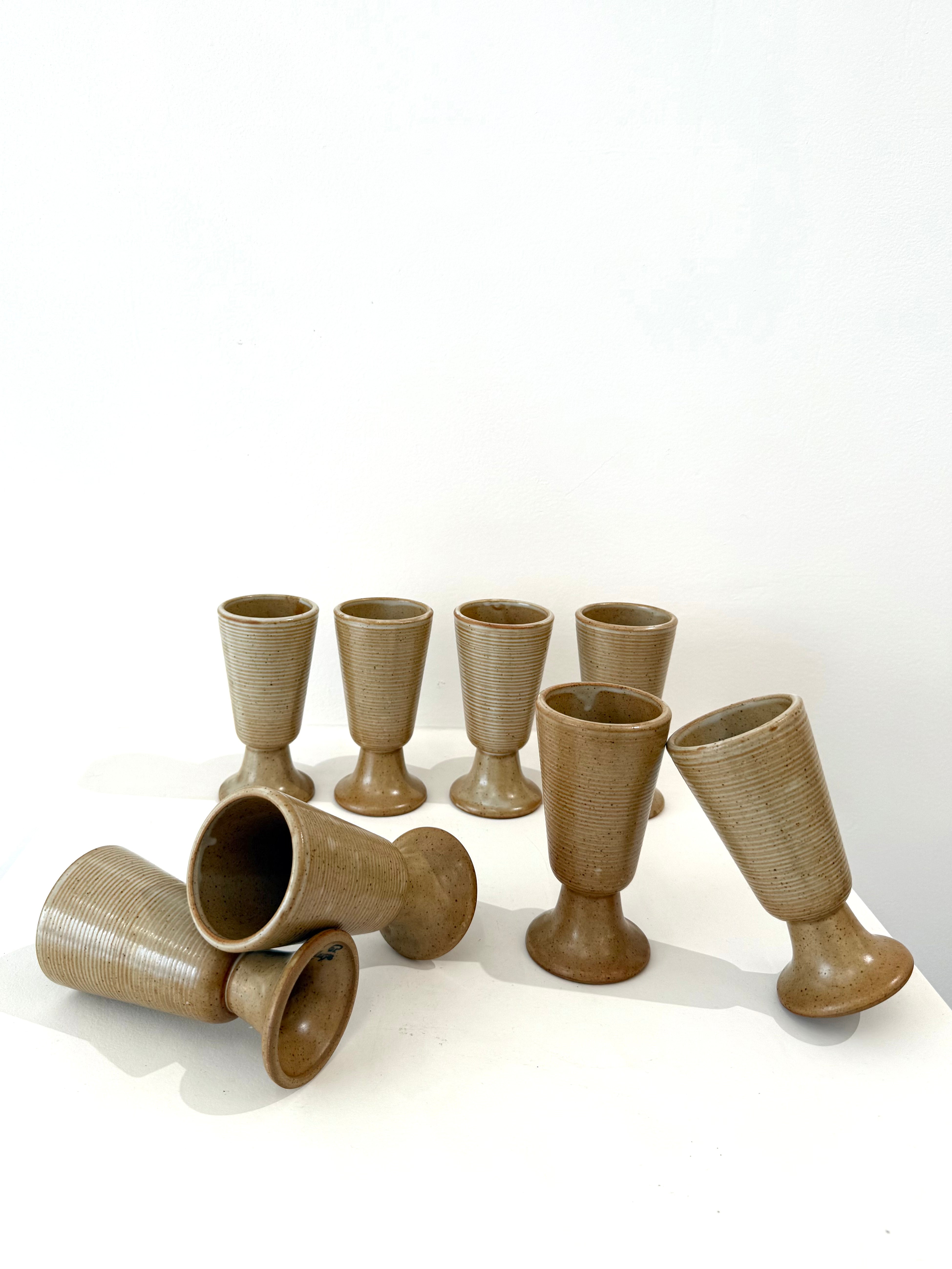 Lot de six mazagrans, grès, 1970s
