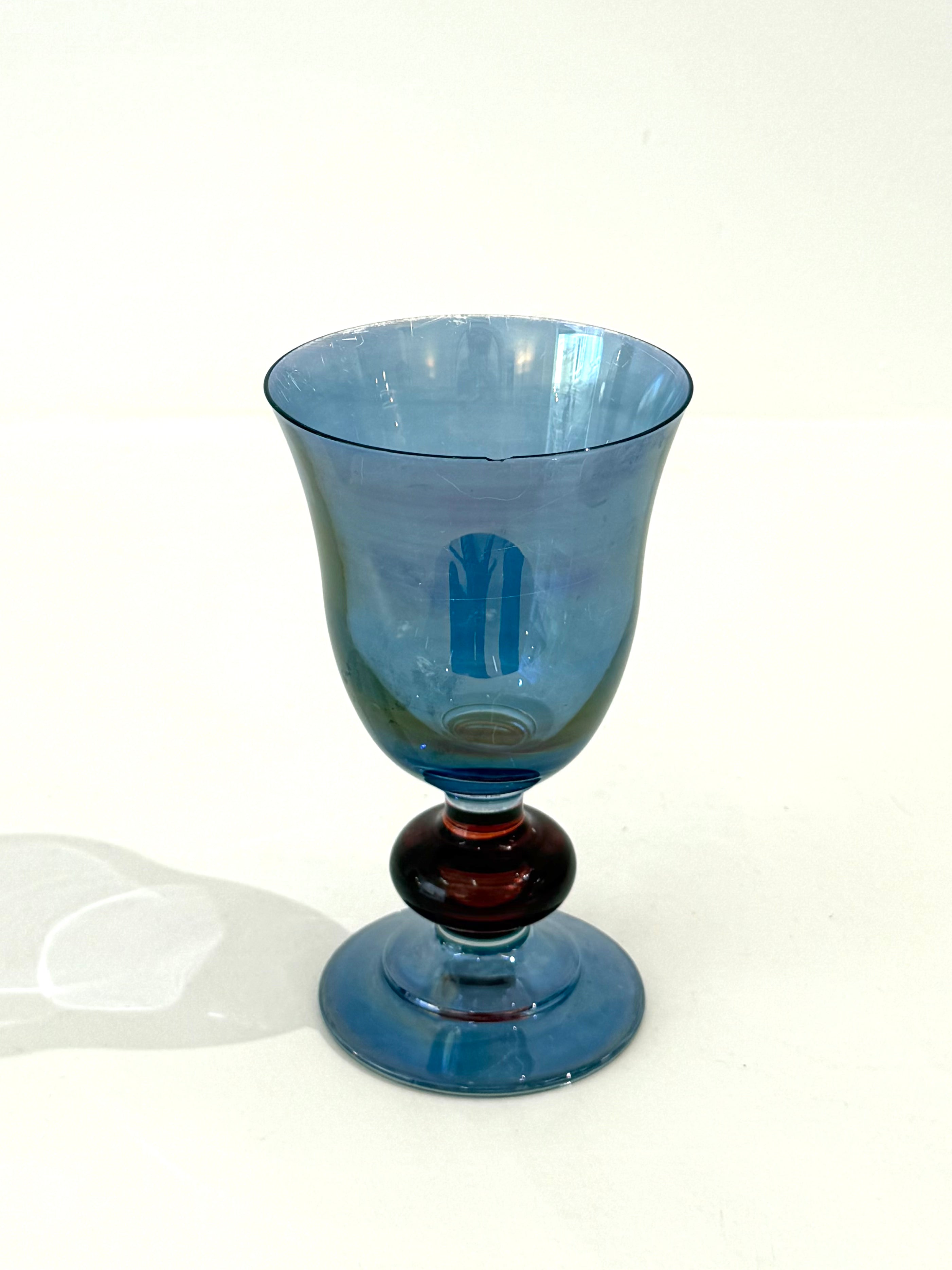 Six verres à vins colorés, 1960s