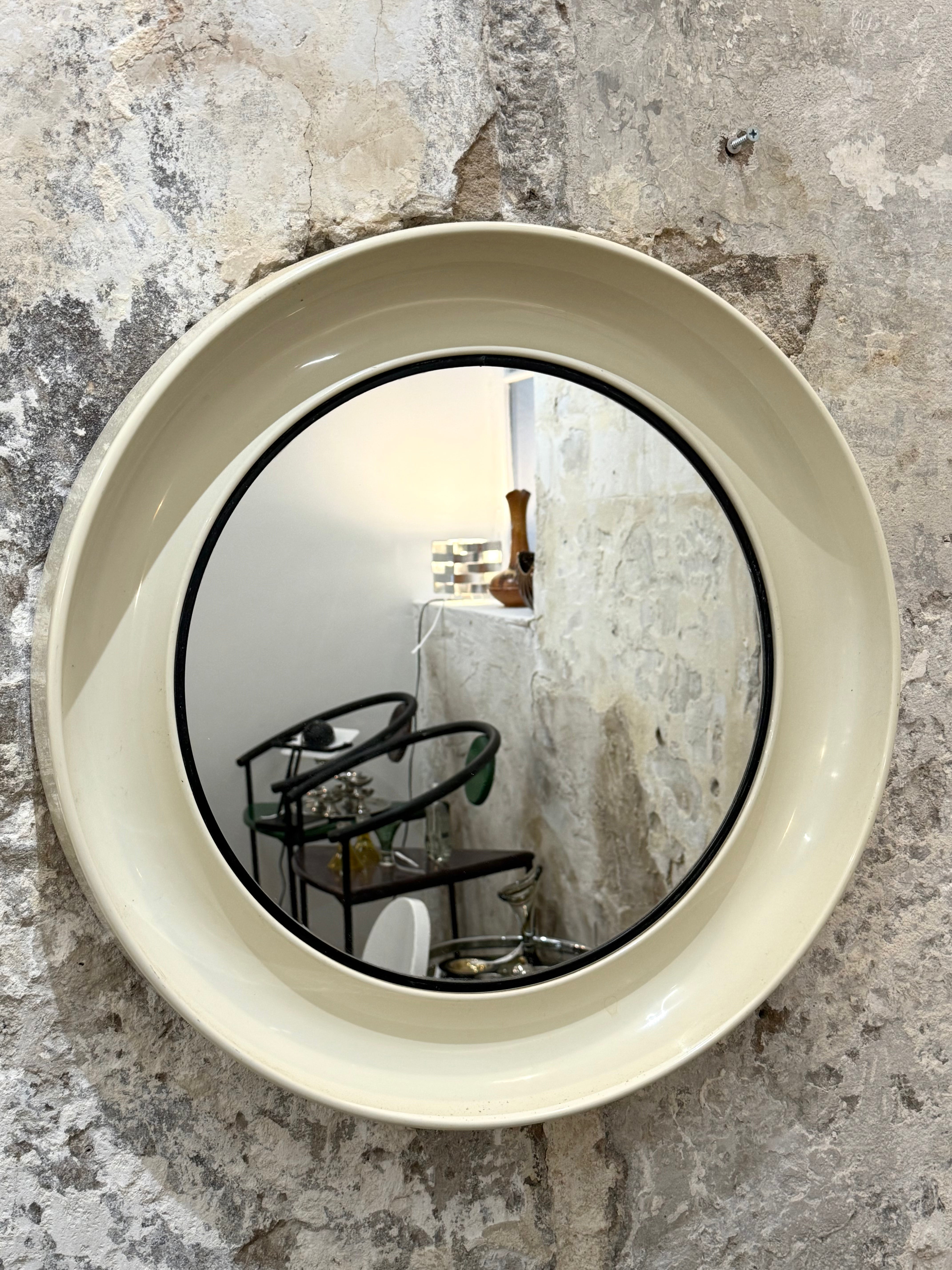 Miroir rond Space age, Danemark, 1970-1980