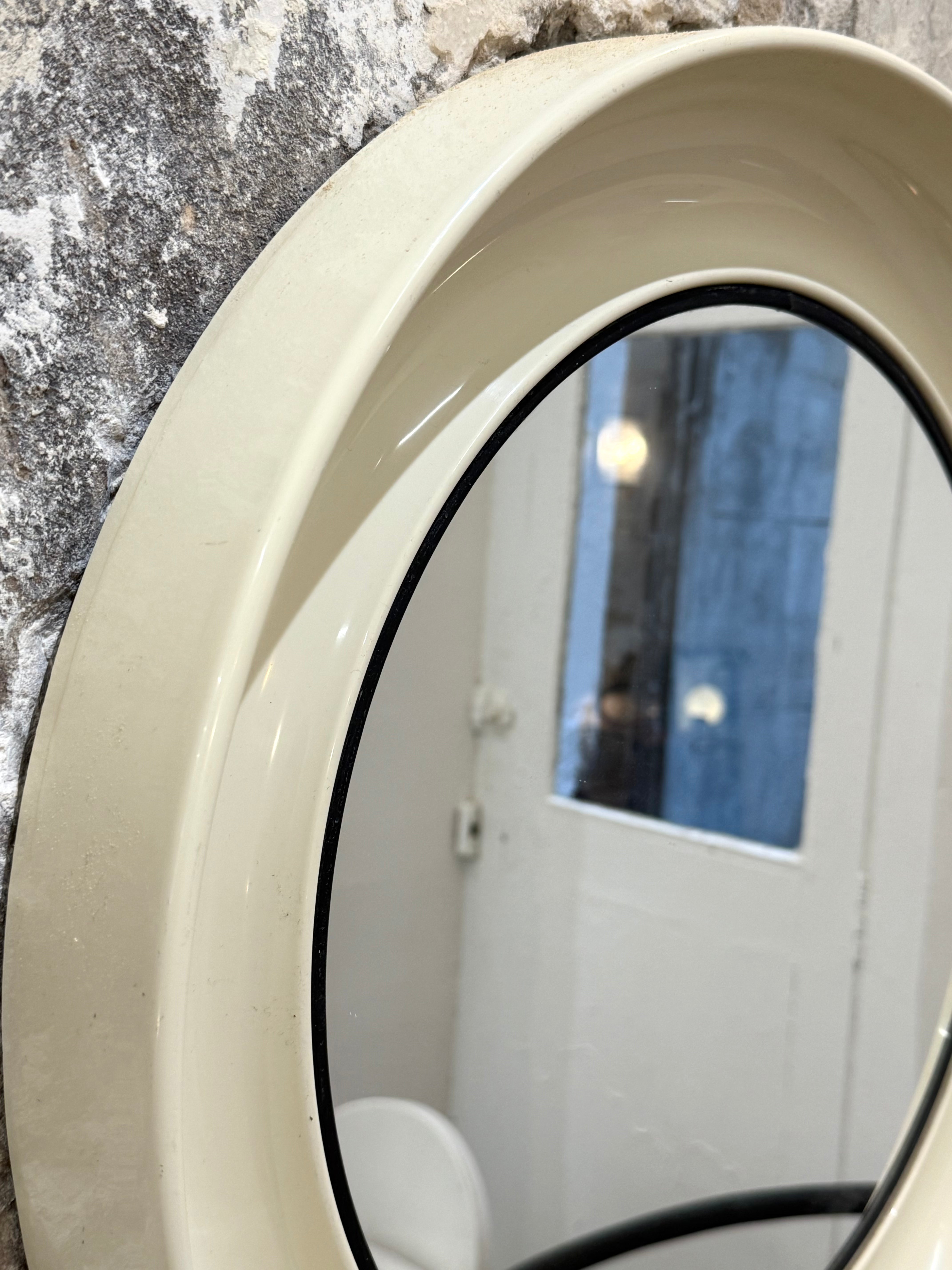 Miroir rond Space age, Danemark, 1970-1980